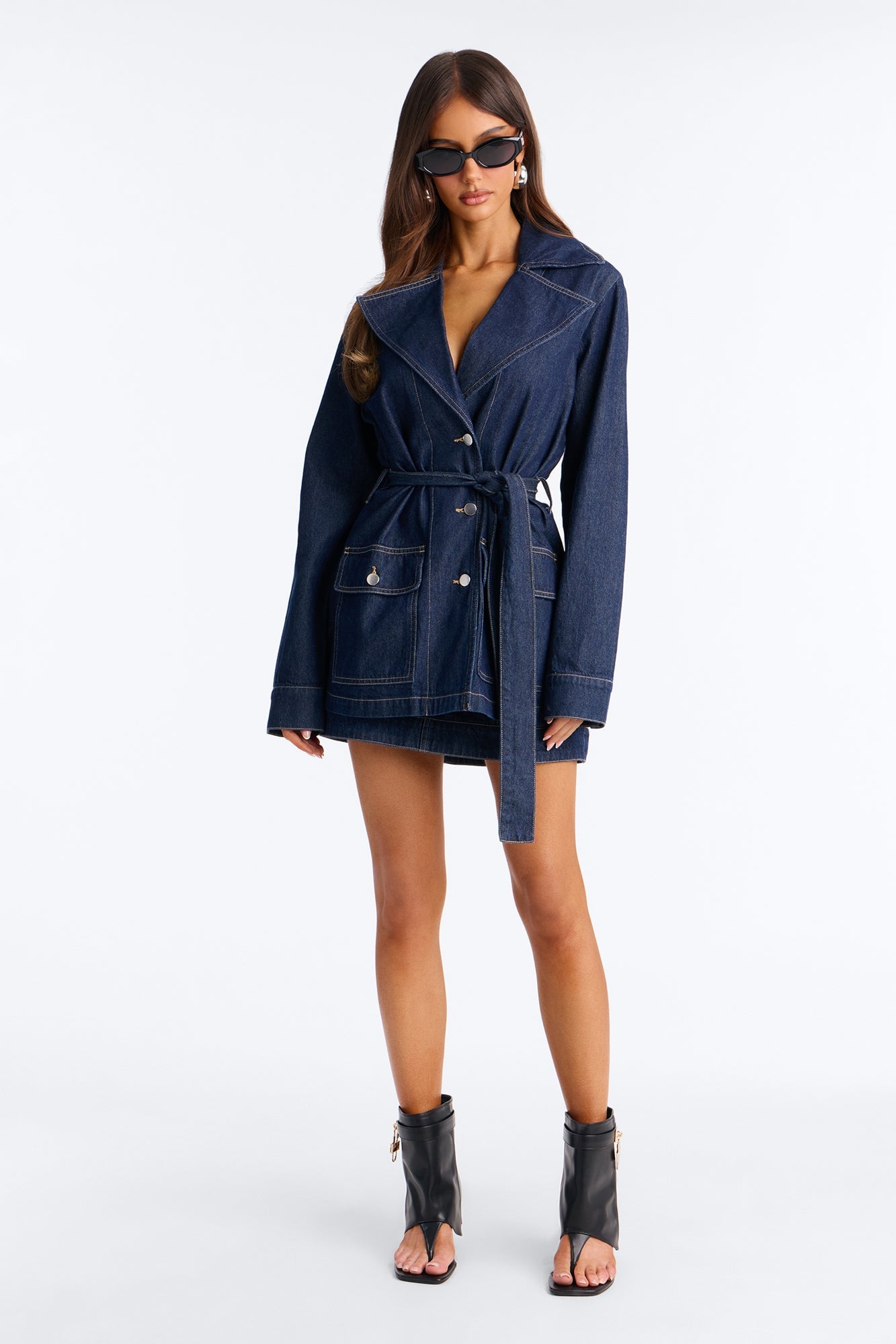 For The Best Belted Denim Skirt Set - Dark Denim image 8
