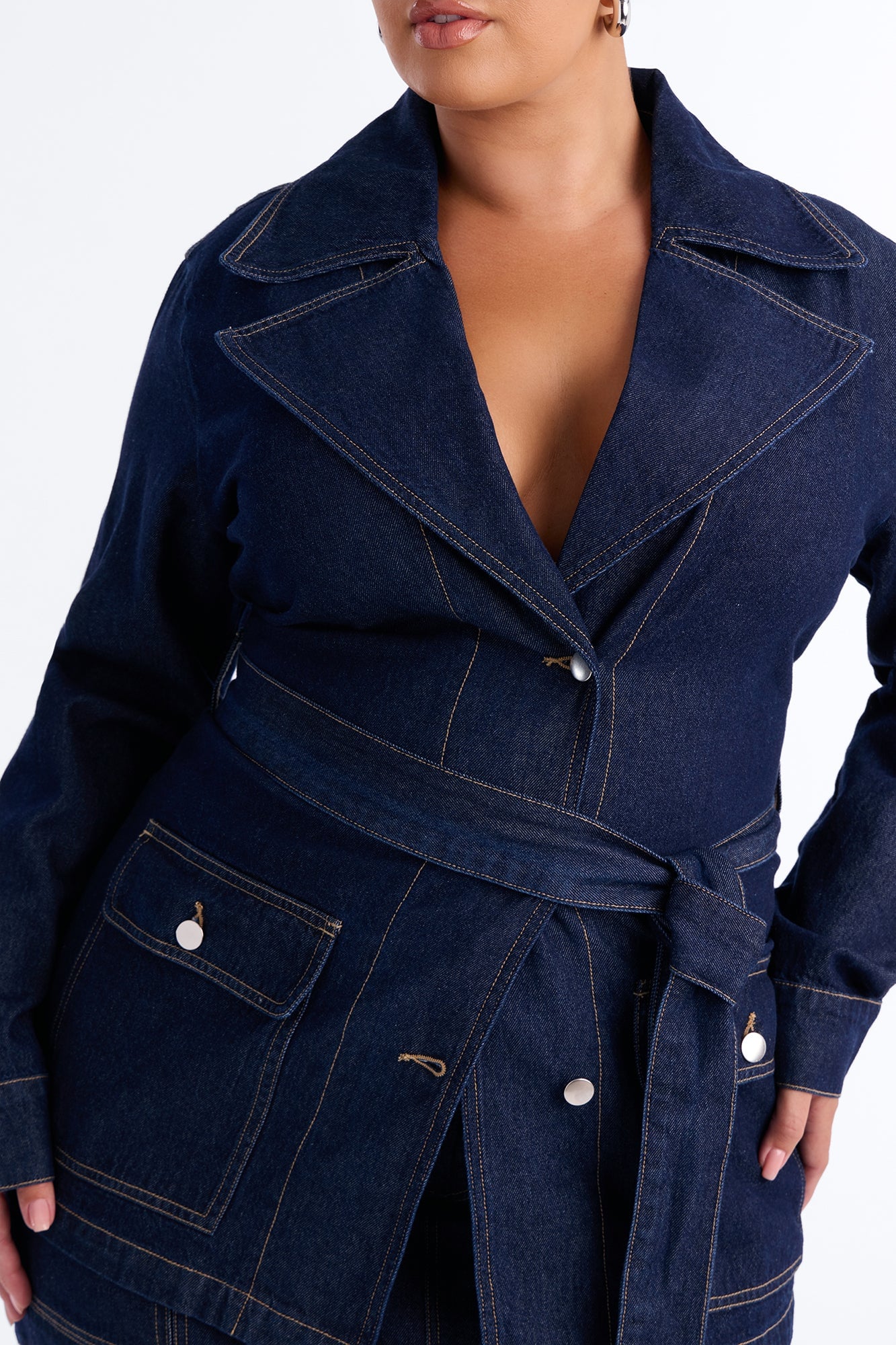 For The Best Belted Denim Skirt Set - Dark Denim image 4