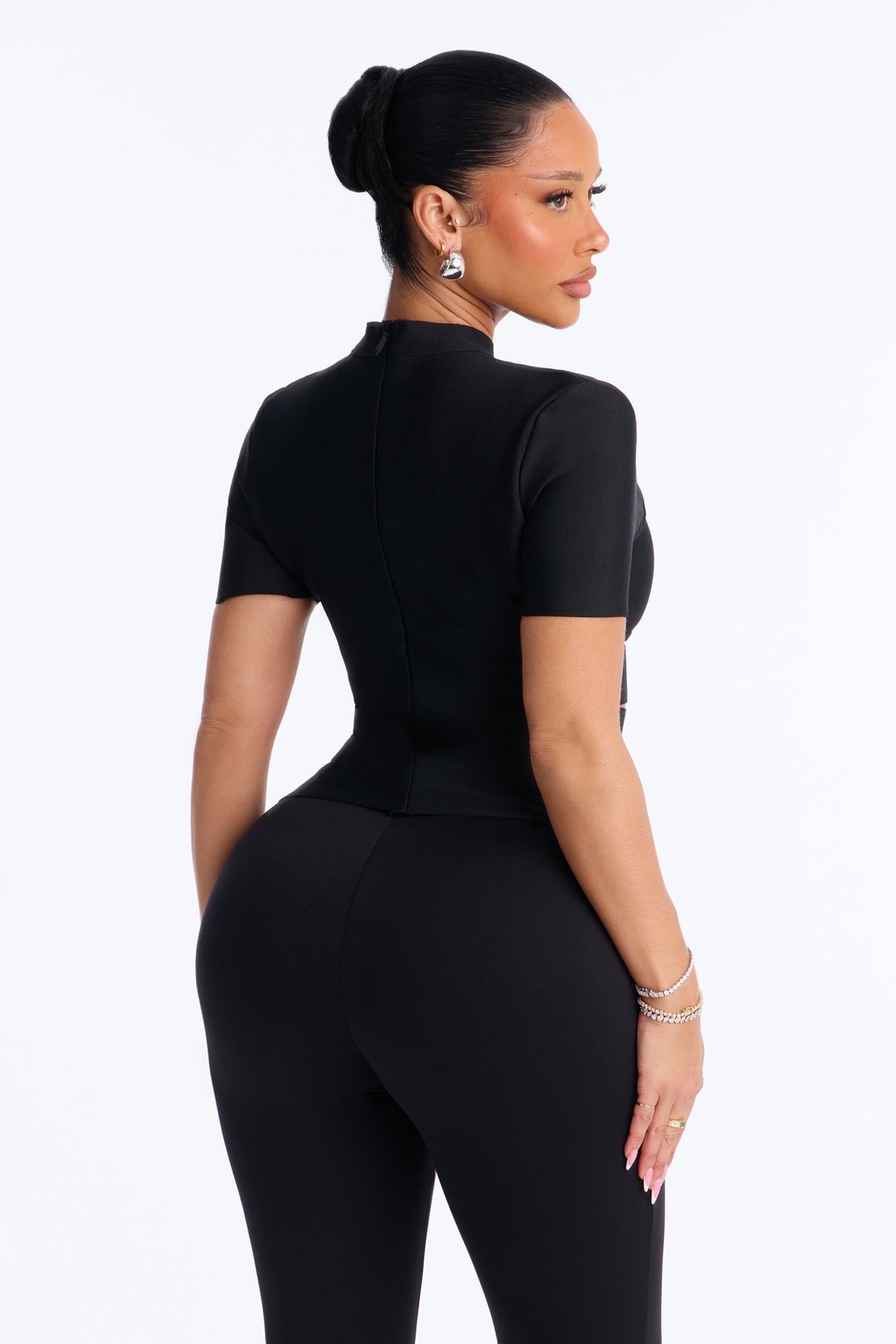 Bri Bandage Mock Neck Cut Out Top - Black image 8