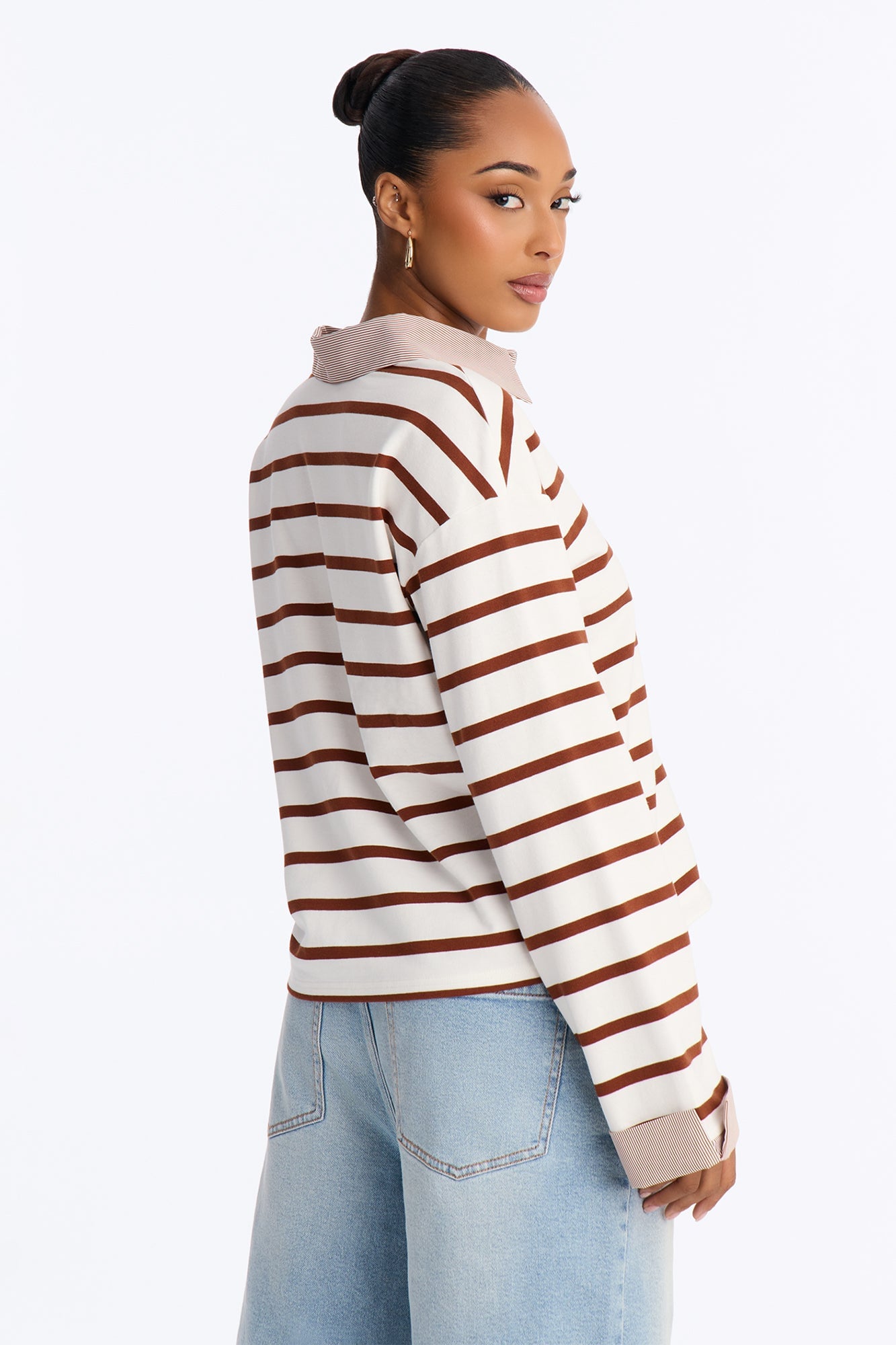 Low Effort Striped Long Sleeve Polo - White/combo image 8