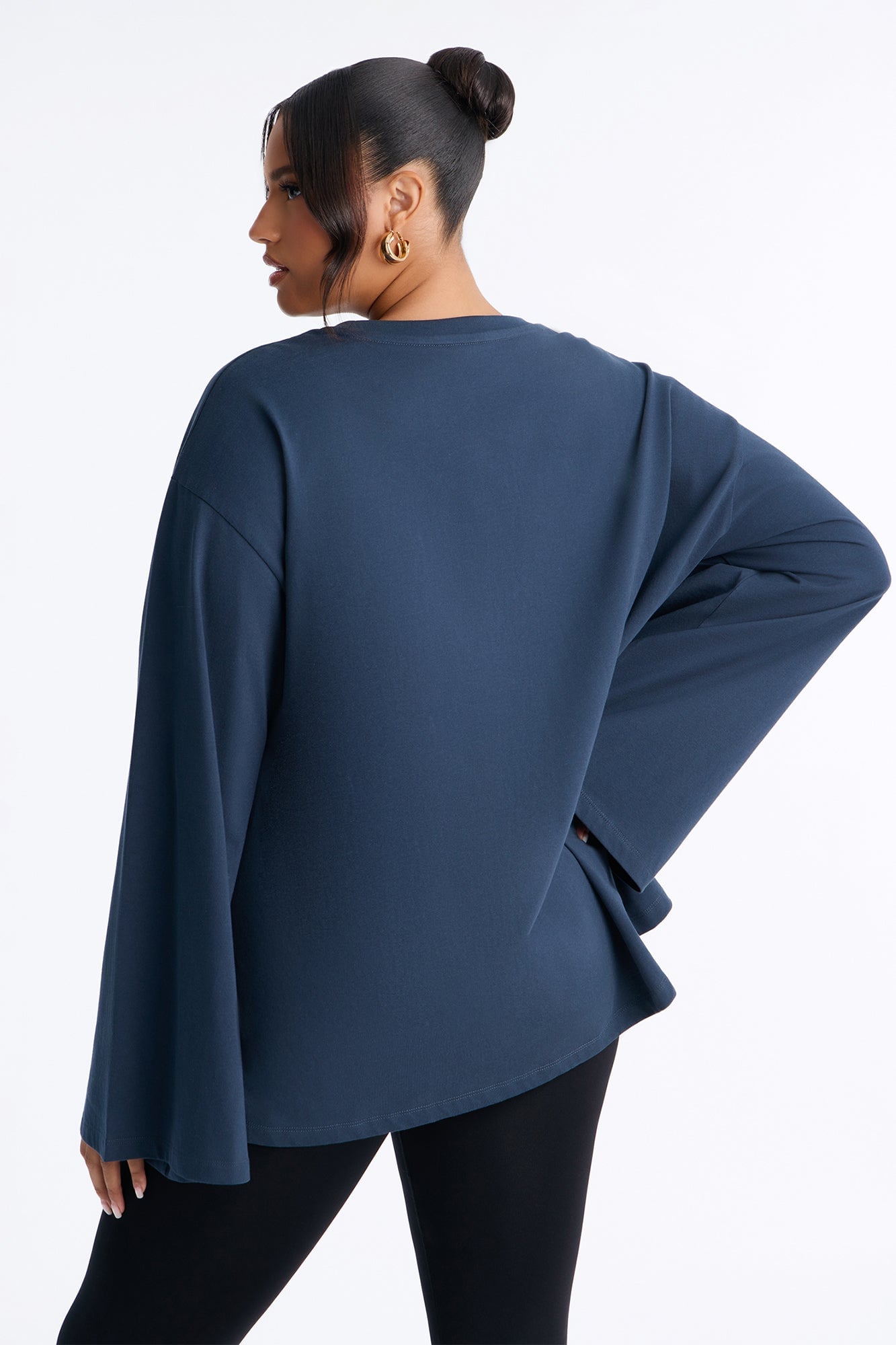 Kris Oversized Bell Sleeve T-Shirt - Navy image 4