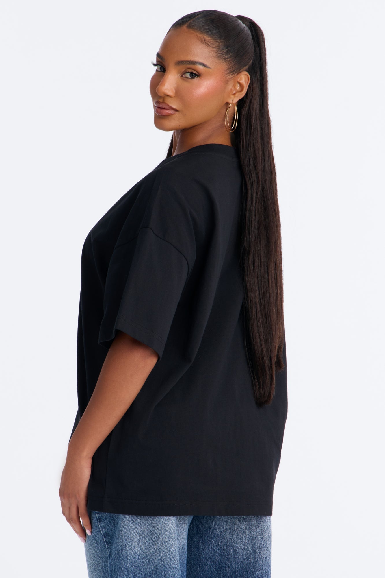 100% Premium Cotton Short Sleeve Boyfriend T-Shirt - Black image 8