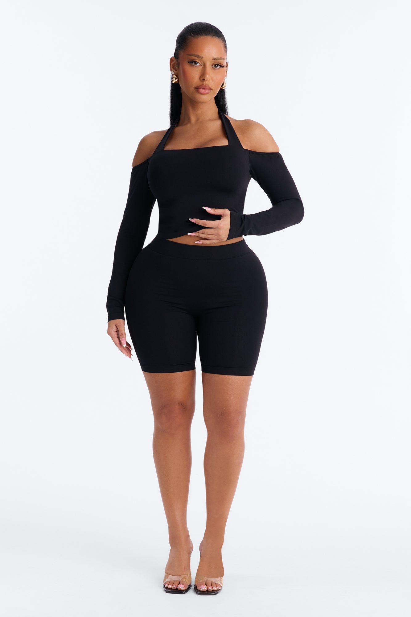 Seamless Smooth Double Lined Ruched Biker Short - Black image 6