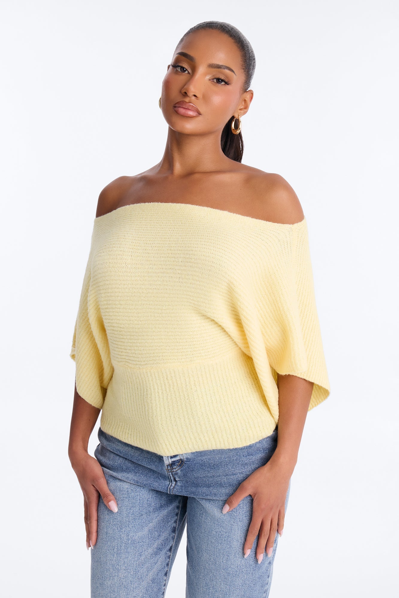 Carol One Shoulder Sweater Top - Butter Yellow image 5