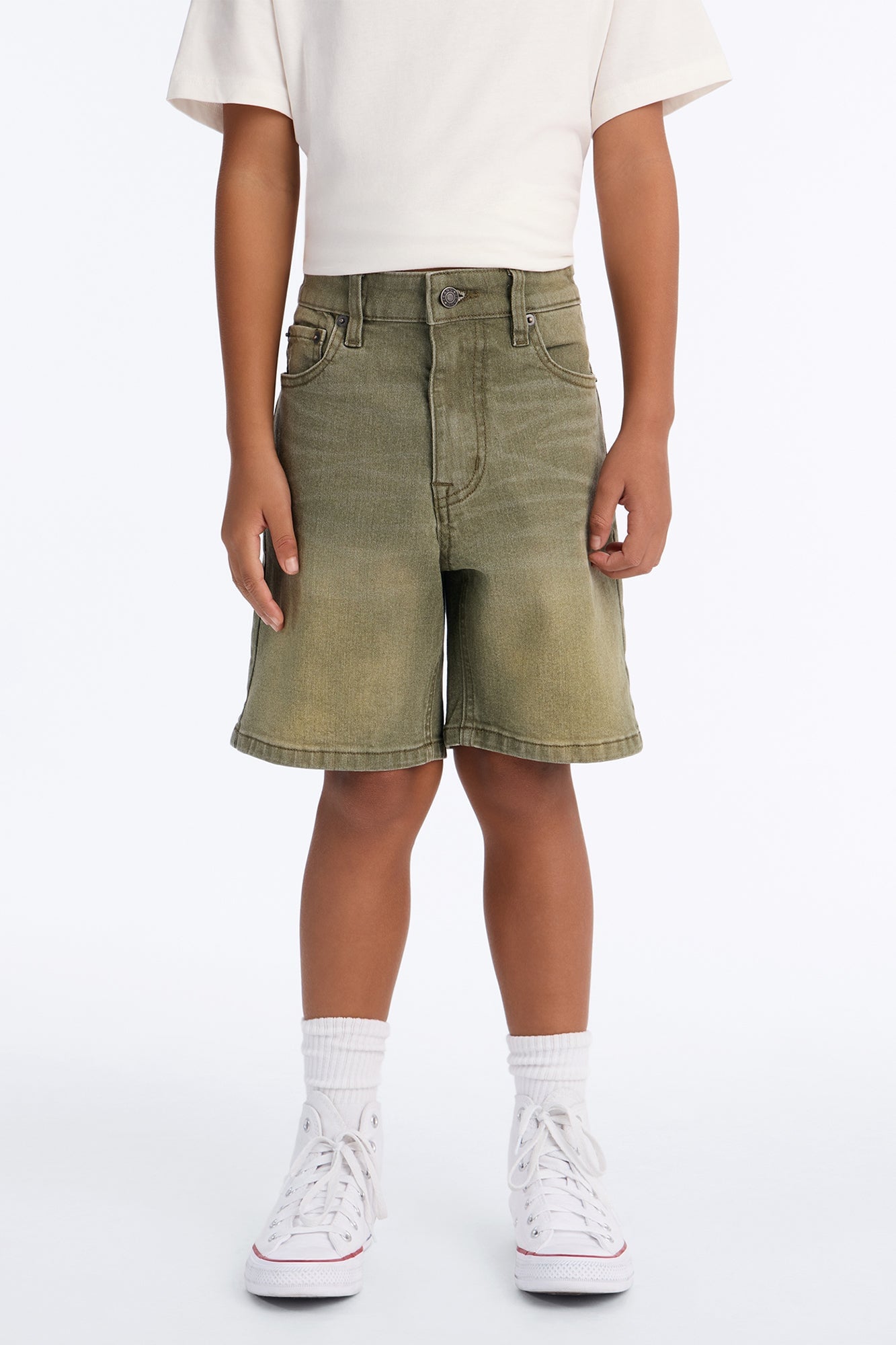 Mini Essential Hue Relaxed Denim Short - Olive image 2