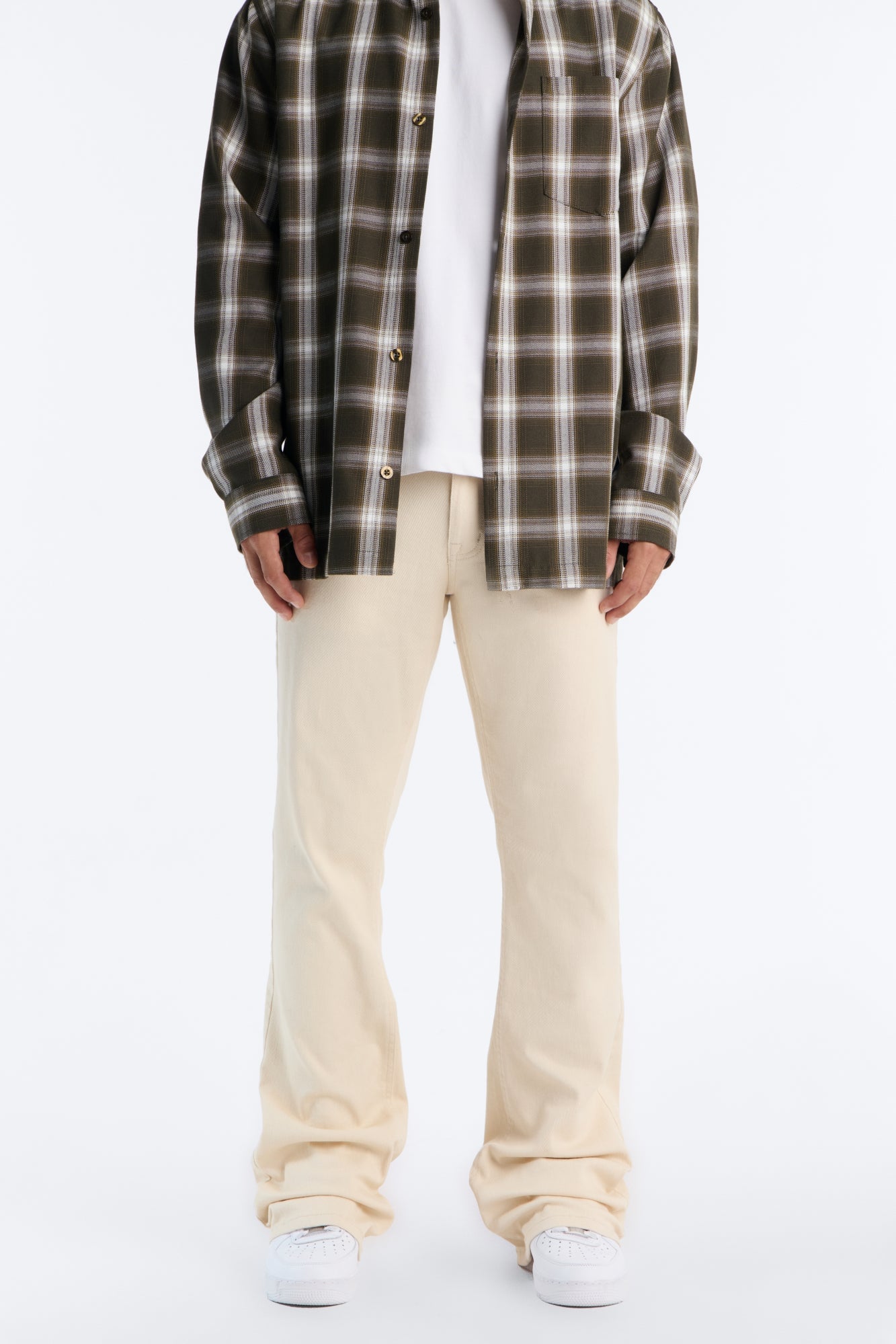 Essential Stacked Skinny Flare Stretch Jean - Cream image 5
