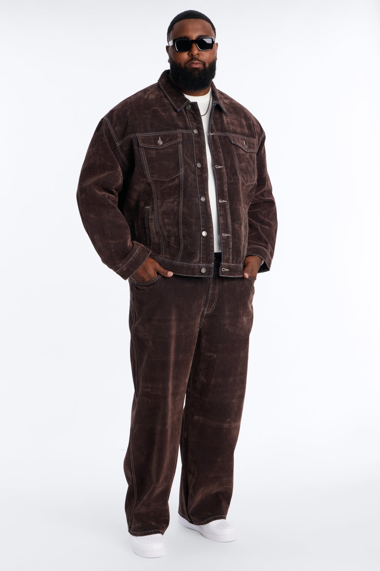 Baggy Studio Flocked Jean - Dark Brown image 2