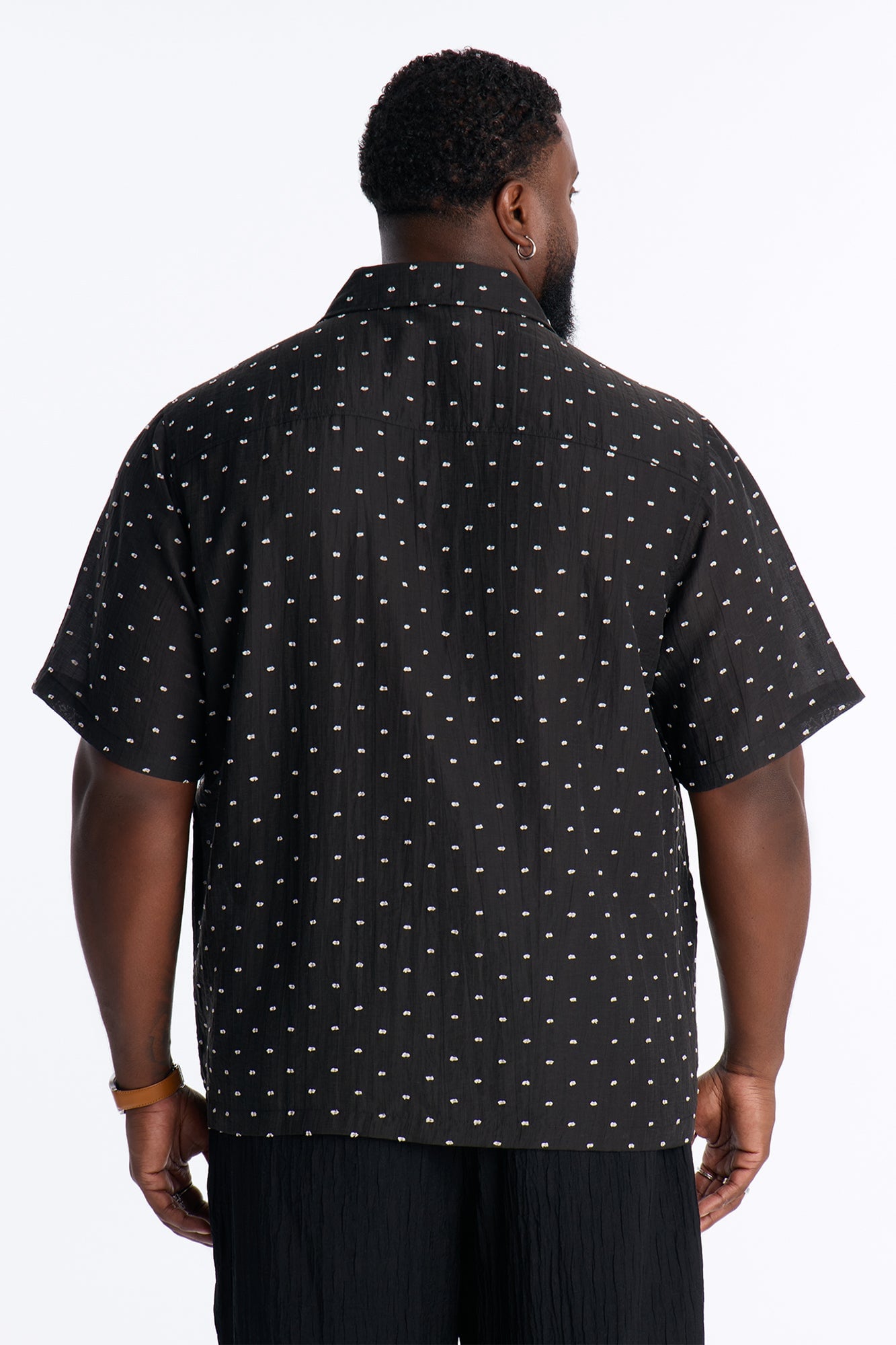 Dotted Swiss Button Up Shirt - Black/White image 4