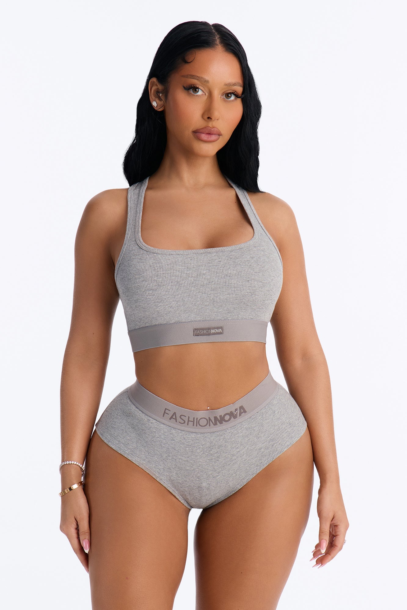 FN Mood Cotton Ribbed Full Coverage Hipster - Heather Grey image 5