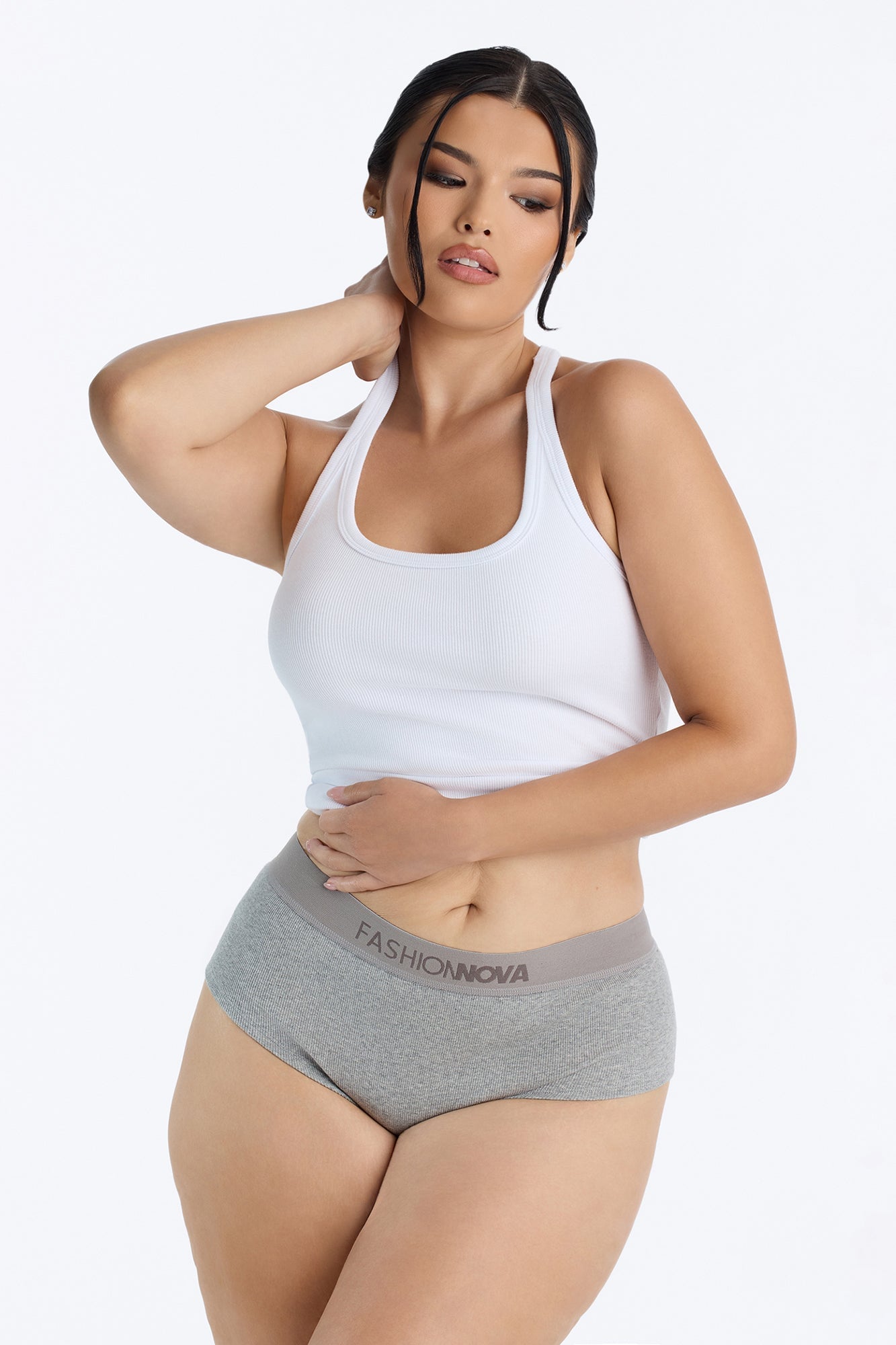 FN Mood Cotton Ribbed Full Coverage Hipster - Heather Grey image 1