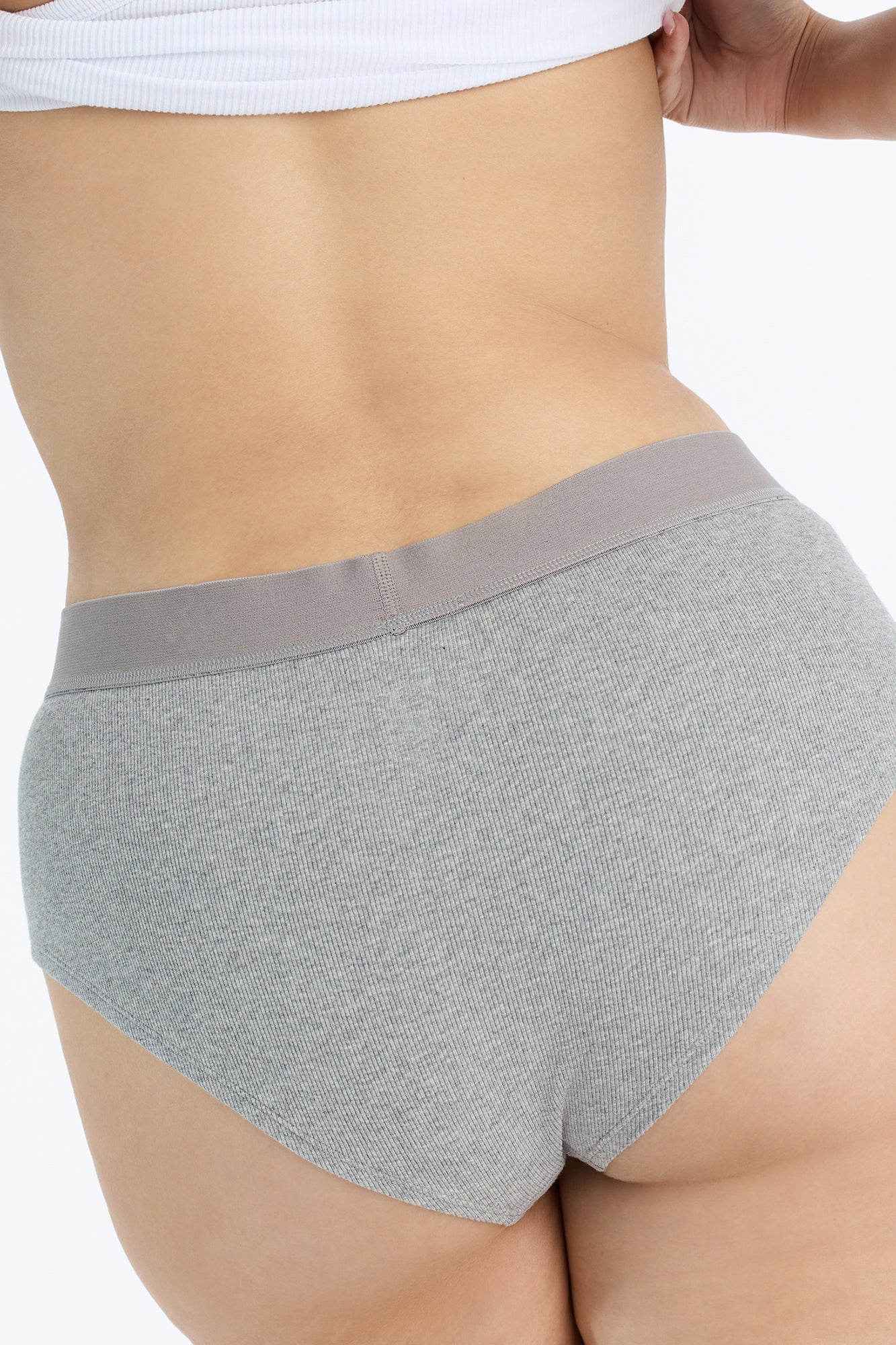 FN Mood Cotton Ribbed Full Coverage Hipster - Heather Grey image 3