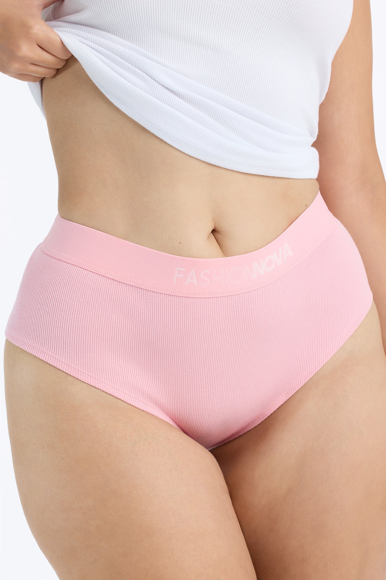 FN Mood Cotton Ribbed Full Coverage Hipster - Light Pink image 2