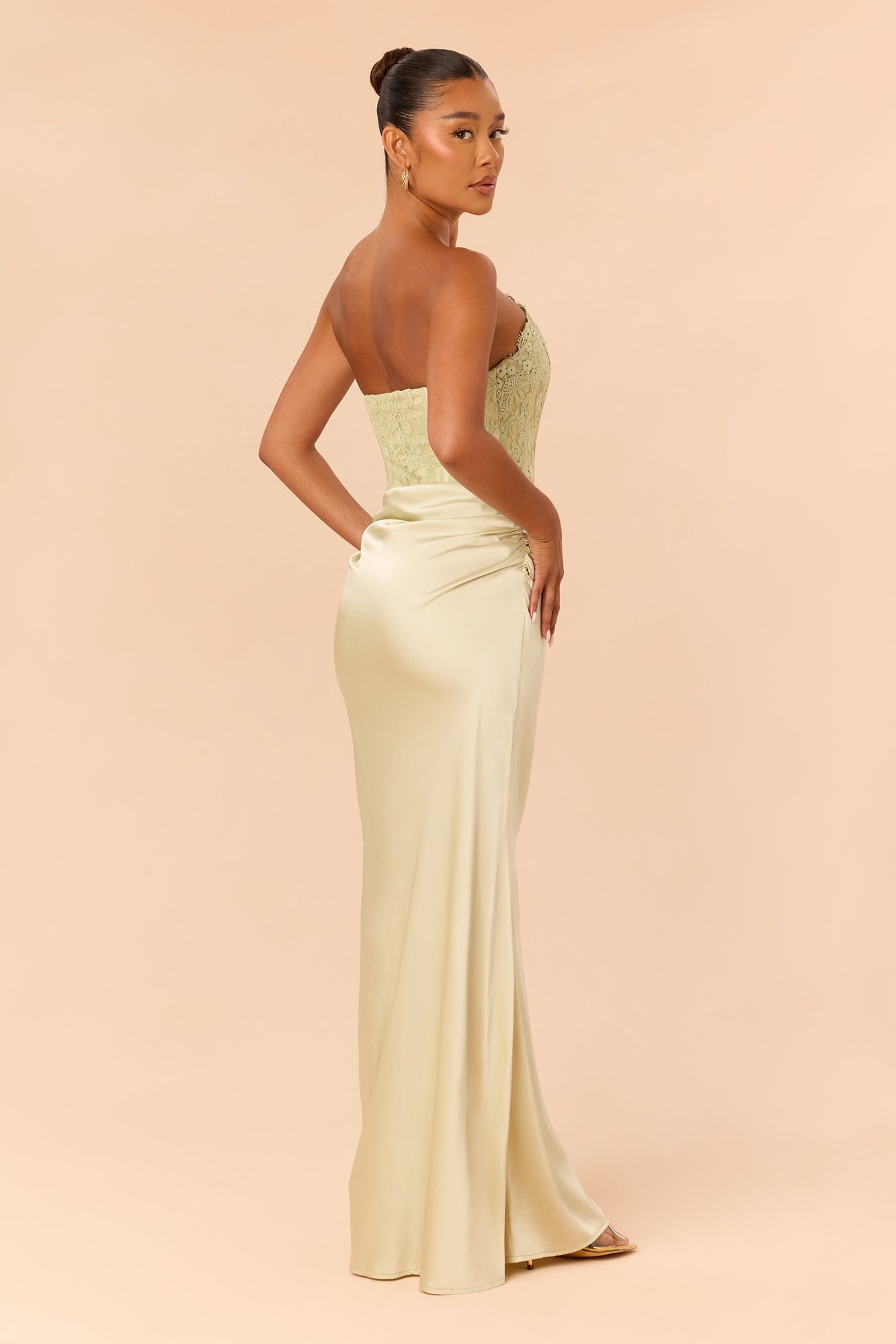 Brianna Lace Corset Maxi Dress - Sage image 4