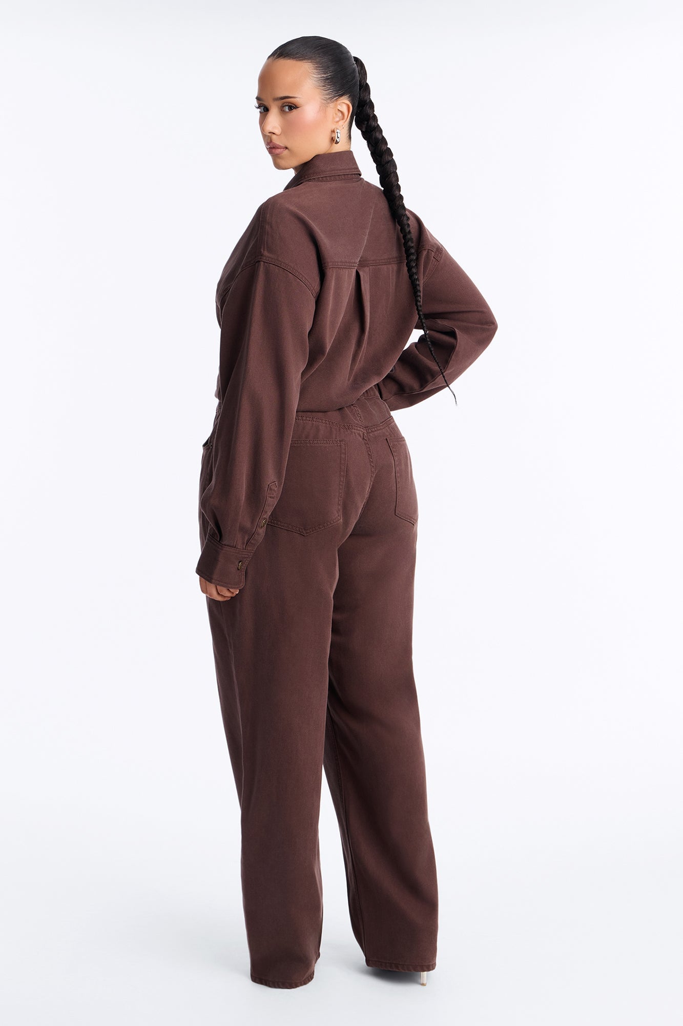 Farmer's Market Cutie Denim Jumpsuit - Chocolate image 4