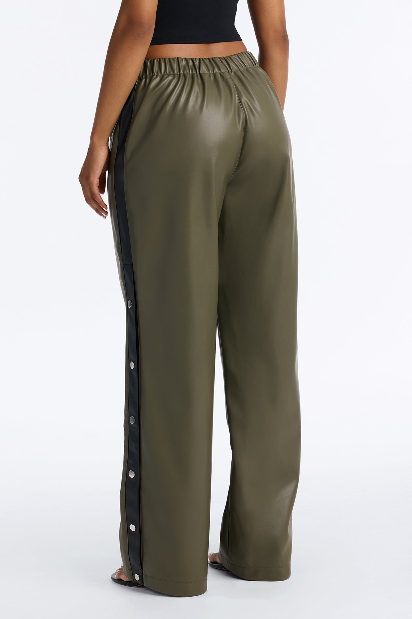 Street Feels Faux Leather Track Pant - Olive/combo image 8