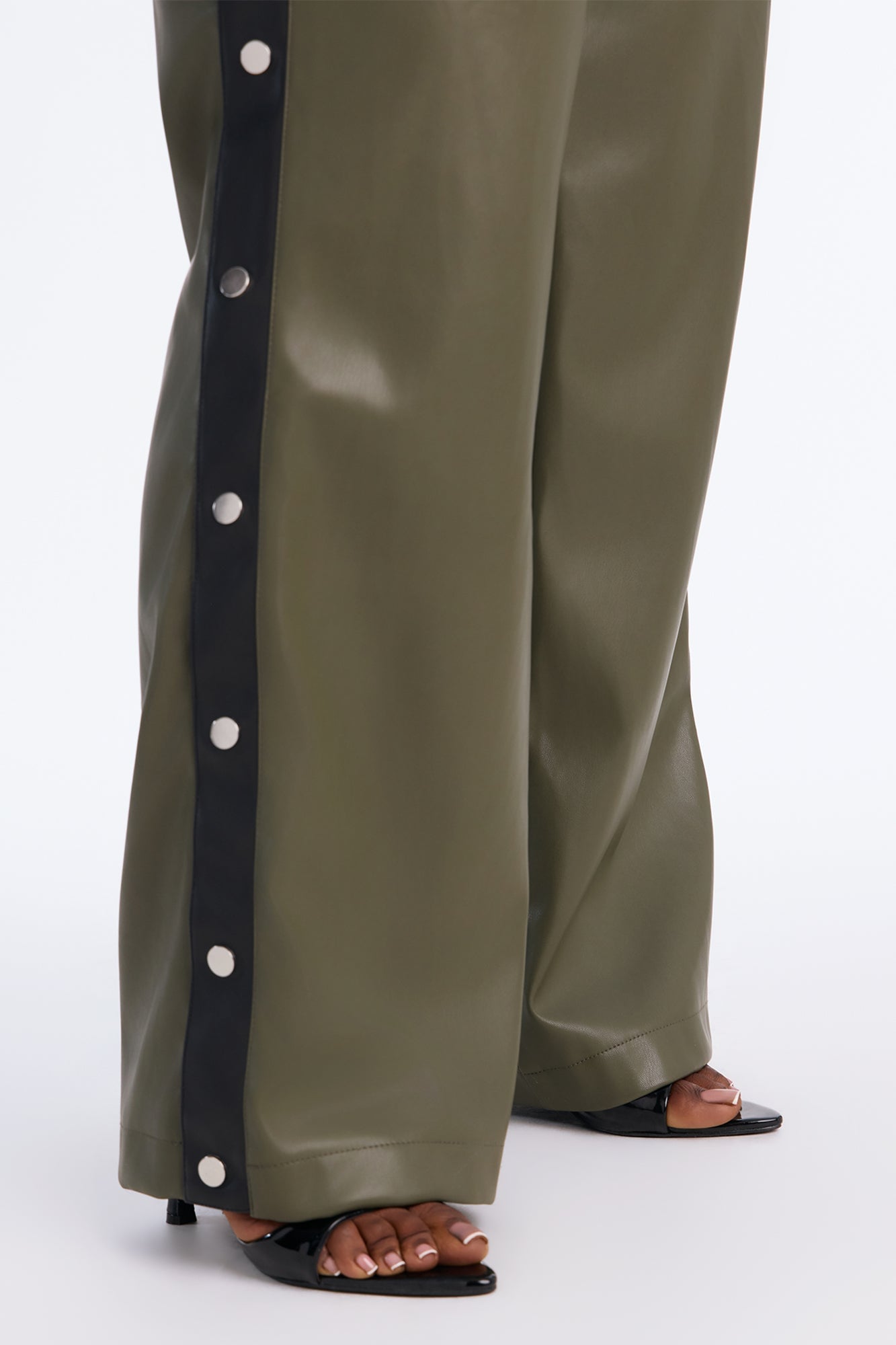 Street Feels Faux Leather Track Pant - Olive/combo image 3