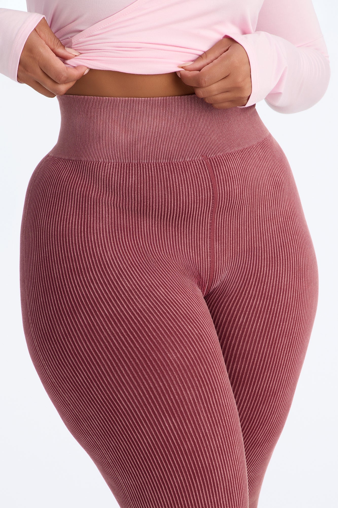 Tall Mia Ribbed Seamless Flare Pant - Sangria image 3