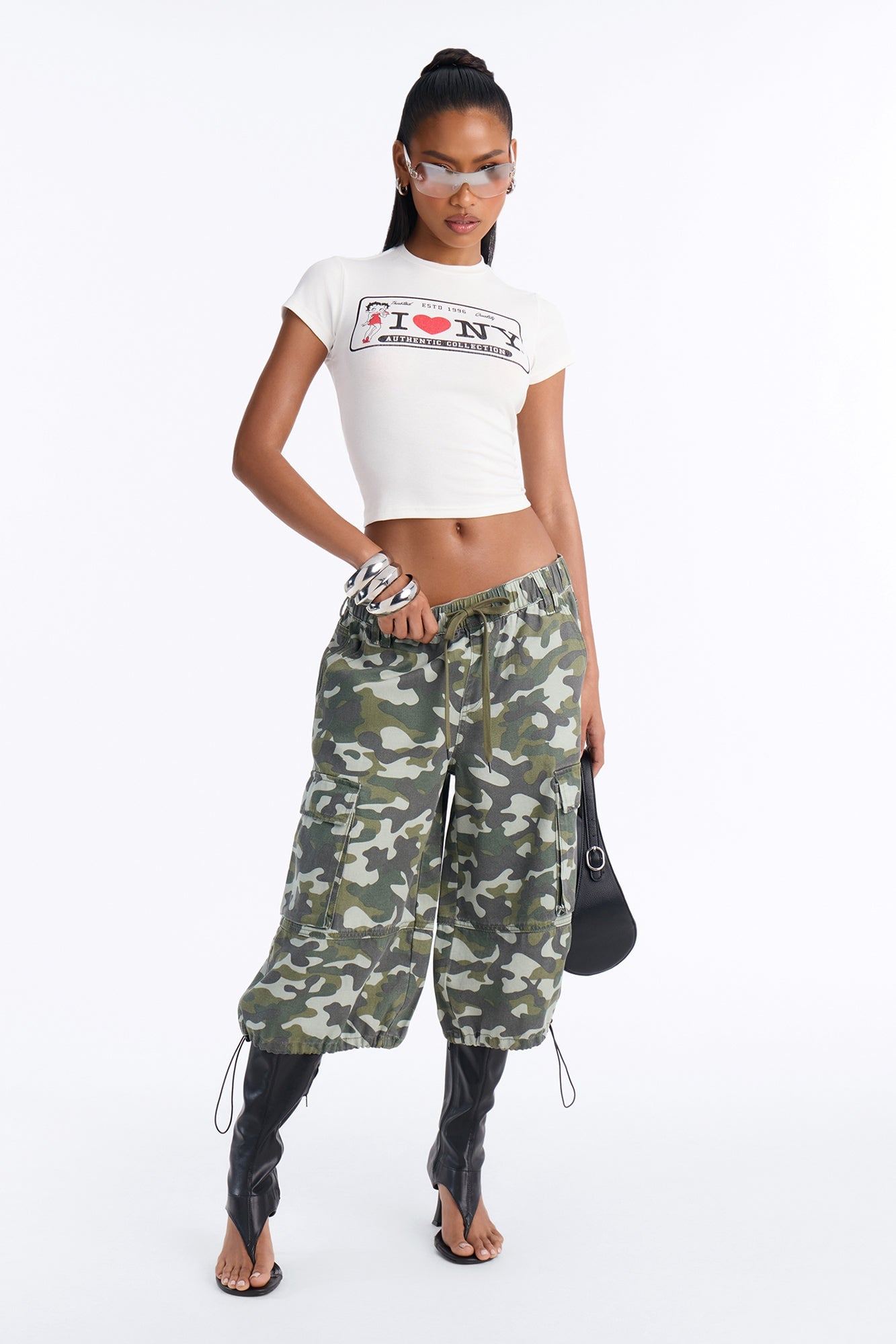 Betty Boop I Heart NY License Plate Baby Tee - White image 2