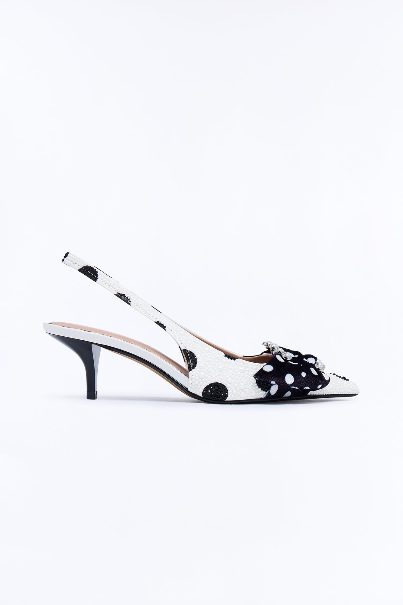 Betsey Johnson Bryanna Pearl Polka Dot Slingback Pumps - White/Black image 3