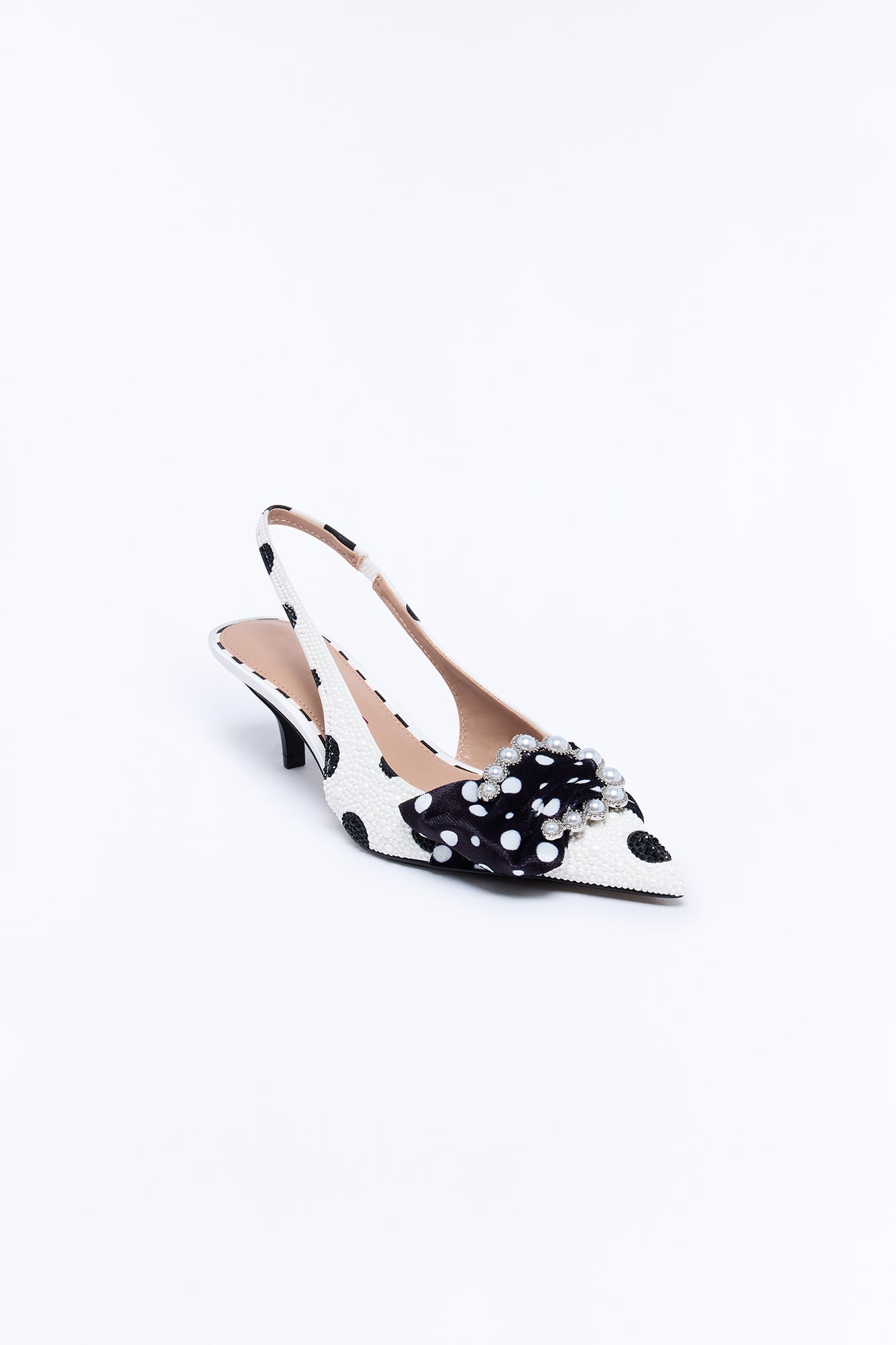 Betsey Johnson Bryanna Pearl Polka Dot Slingback Pumps - White/Black image 4