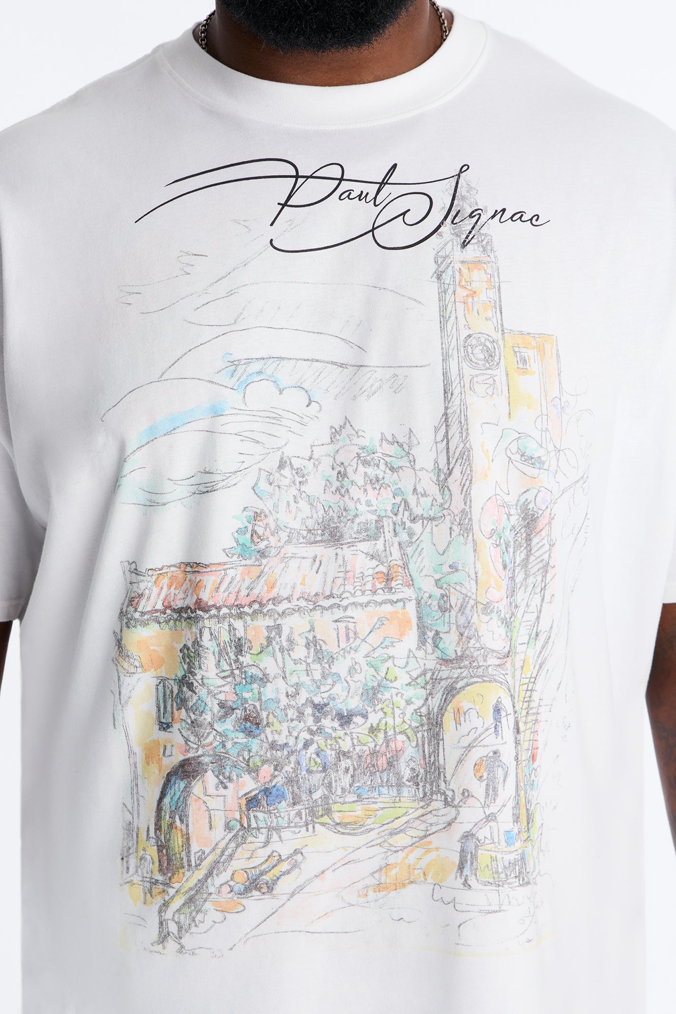 Paul Signac Landscape Sketch Short Sleeve Tee - White image 3