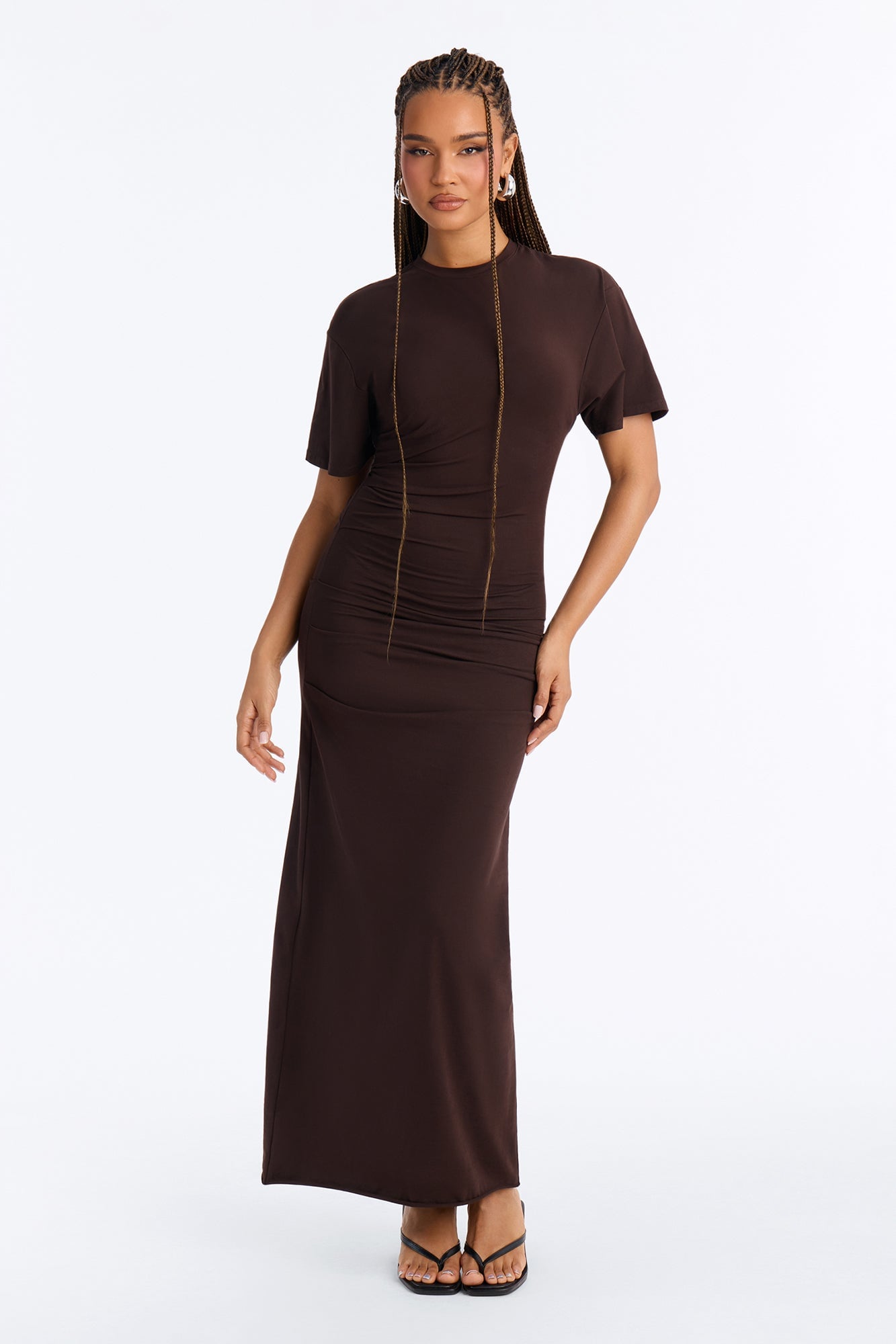 Kensley Short Sleeve Maxi Dress - Chocolate image 5