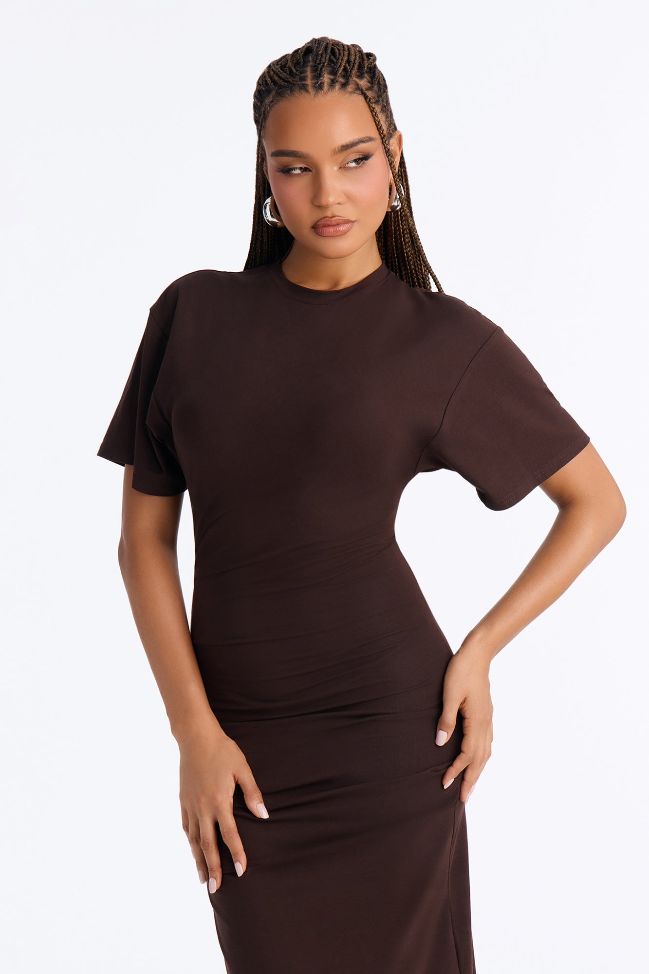 Kensley Short Sleeve Maxi Dress - Chocolate image 6