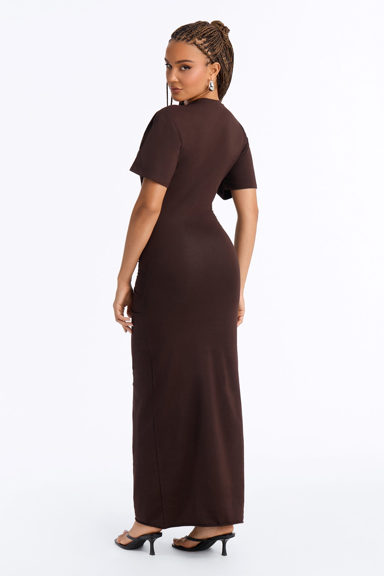 Kensley Short Sleeve Maxi Dress - Chocolate image 7