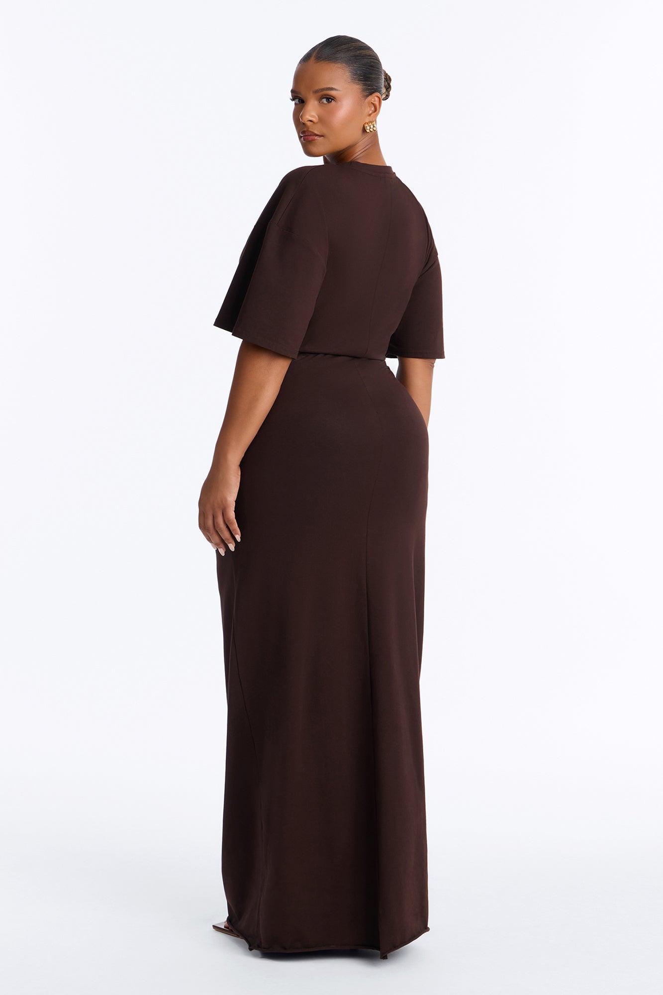 Kensley Short Sleeve Maxi Dress - Chocolate image 4