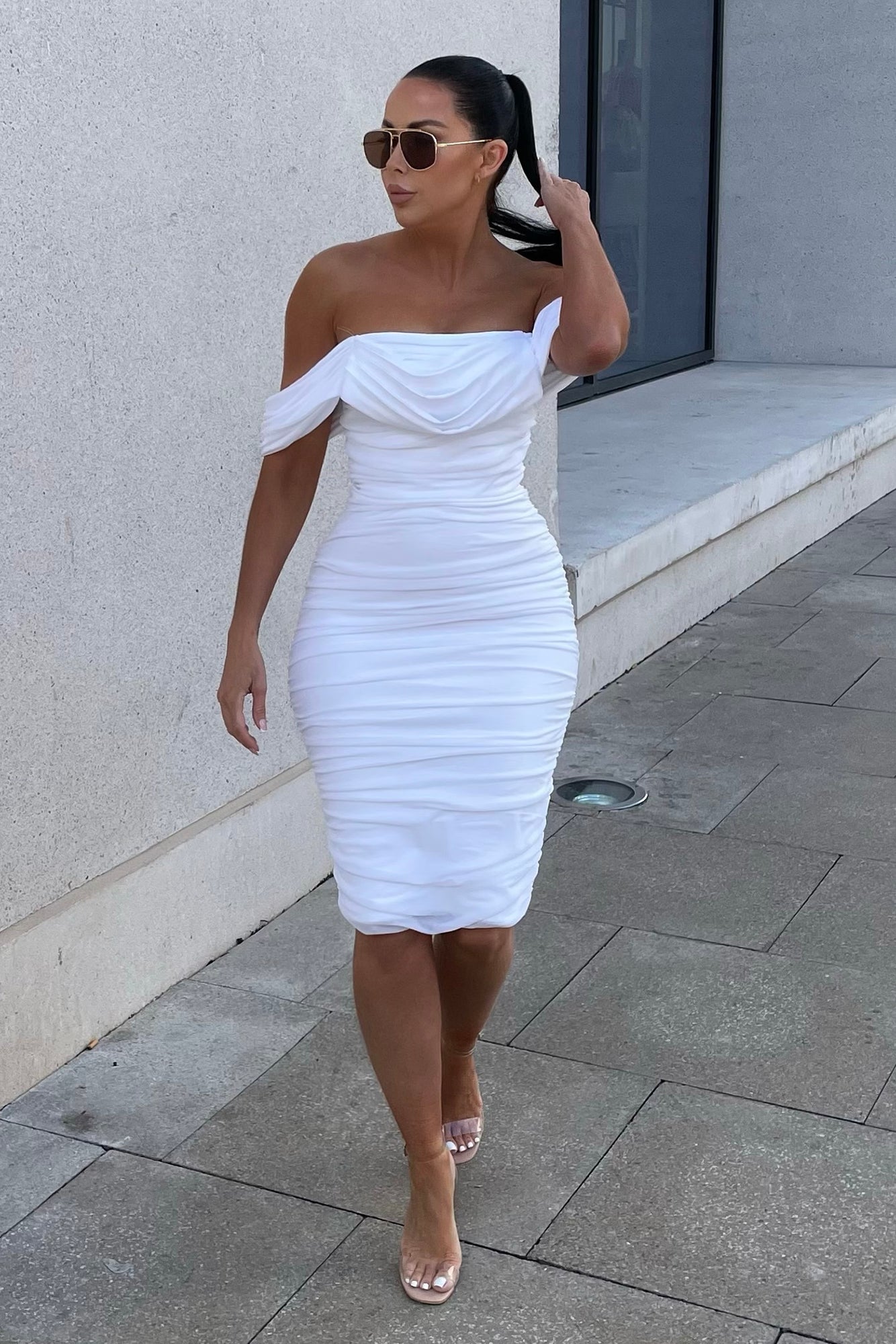 Bad For The Night Bandage Midi Dress - White image 5