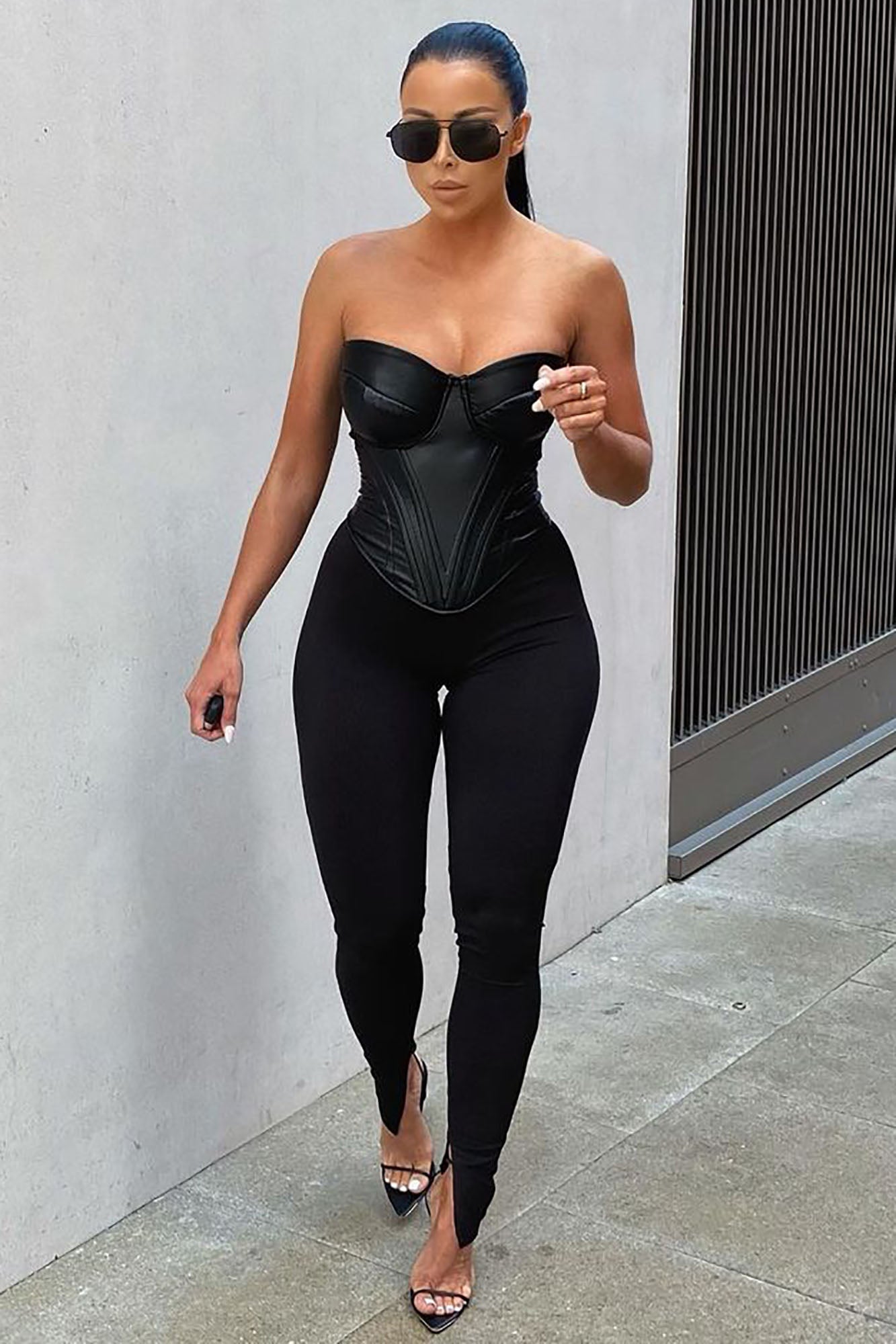 Bae For Tonight Faux Leather Corset Top - Black image 9