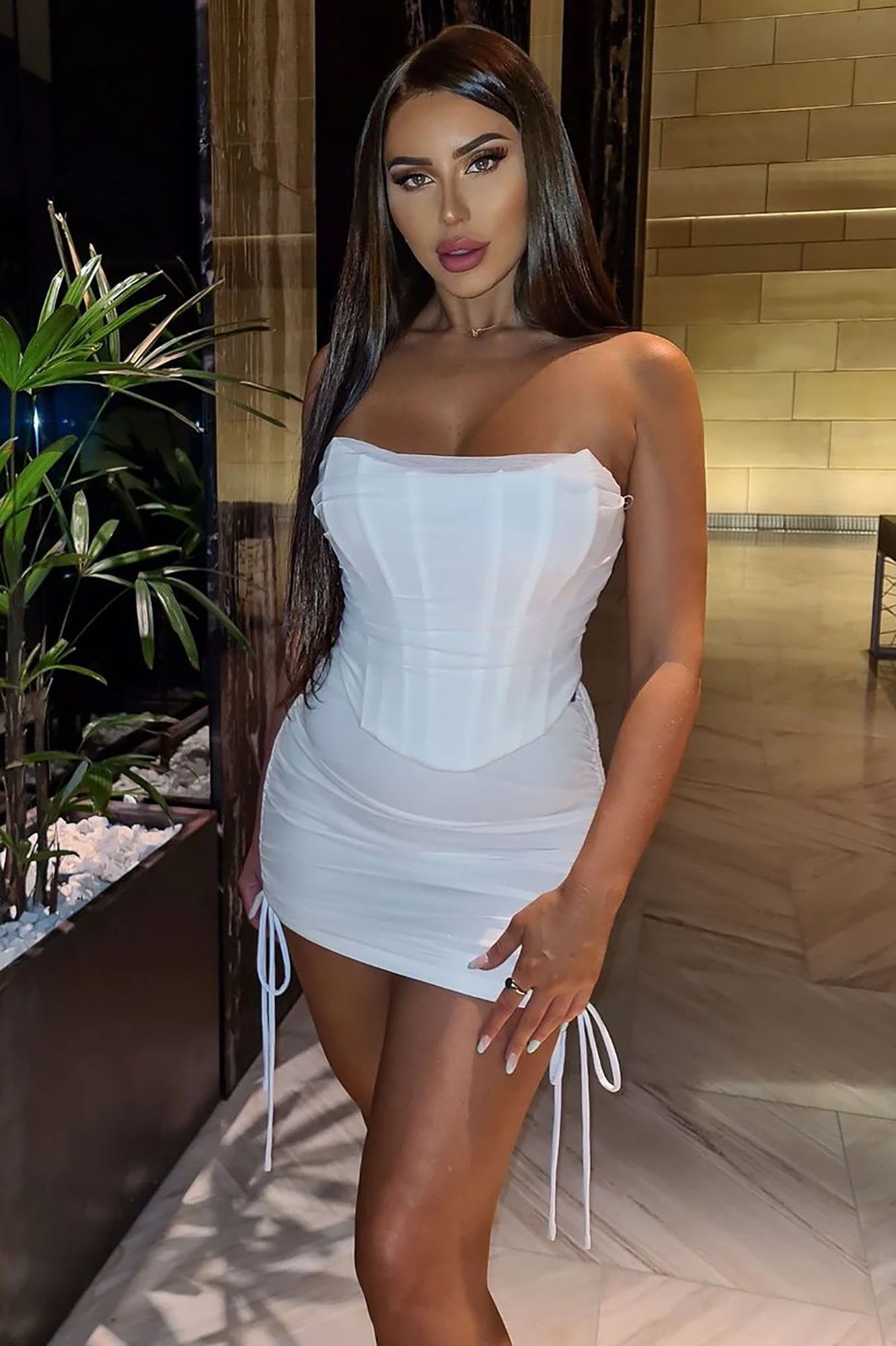 Bombshell Ruched Mini Skirt Set - White image 5
