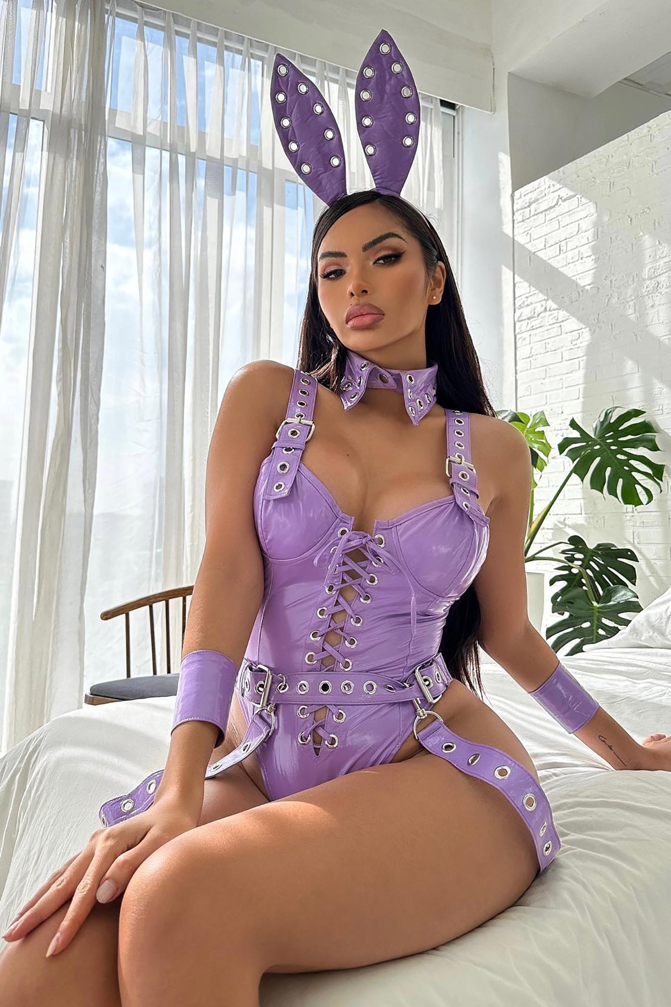 Bunny Bondage Baby 5 Piece Costume Set - Purple image 4