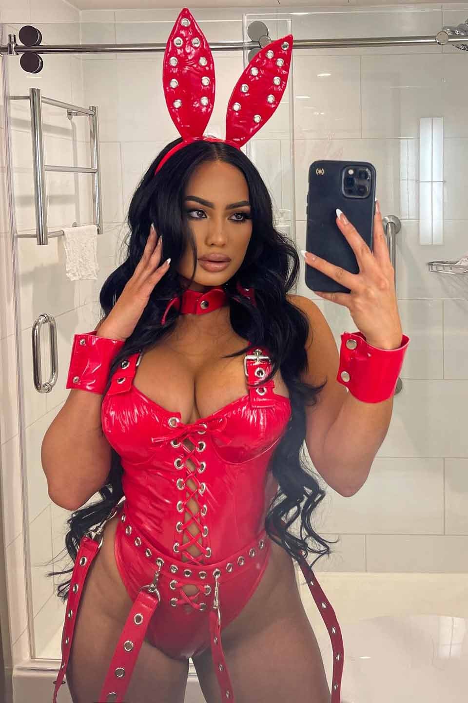 Bunny Bondage Baby 5 Piece Costume Set - Red image 5