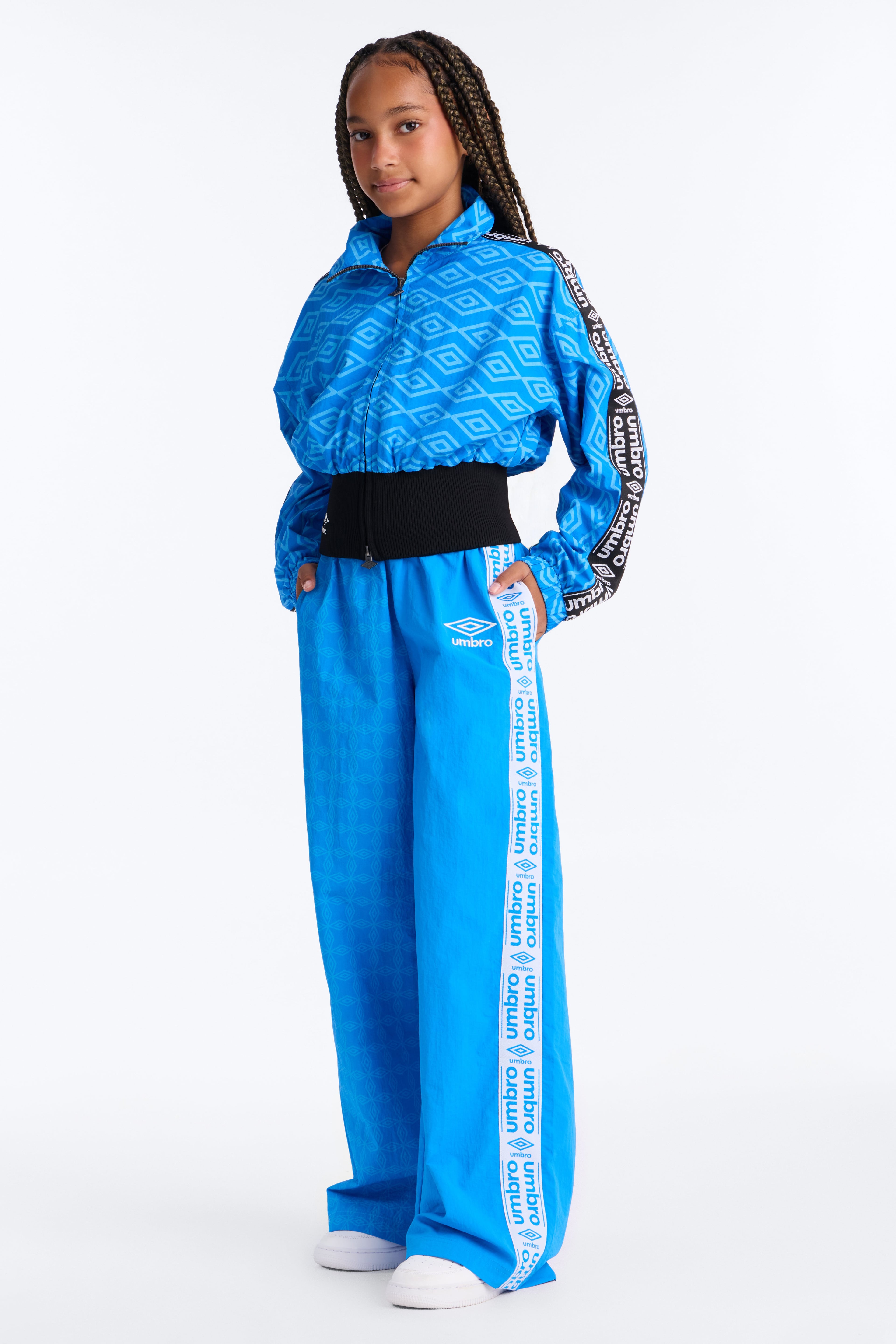 Mini Umbro Windbreaker Rib Waist Zip Up Jacket - Blue/Black image 2