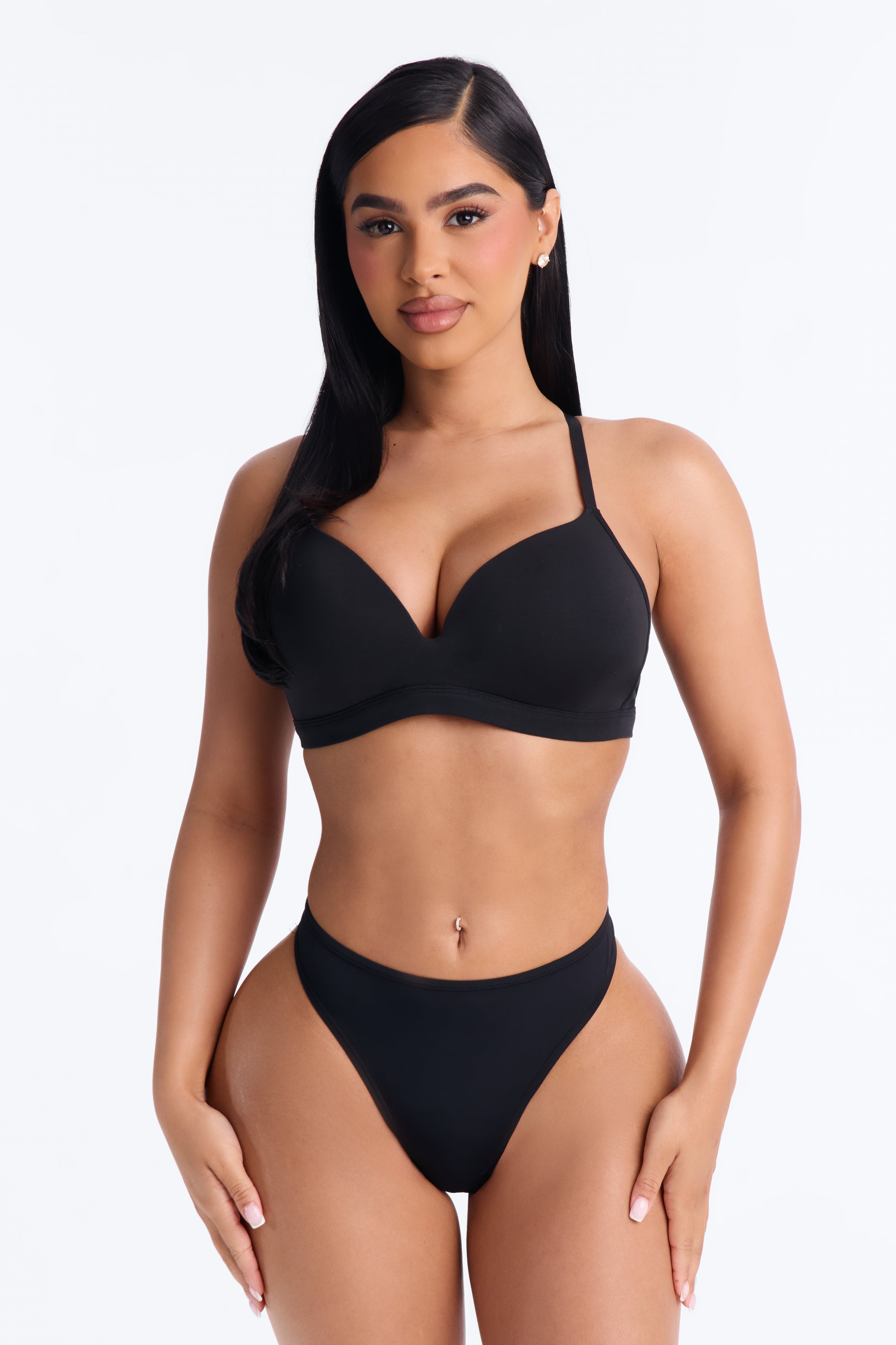 Dress Cotton Lightly Padded Wire-free Comfort Bra - Black image 1