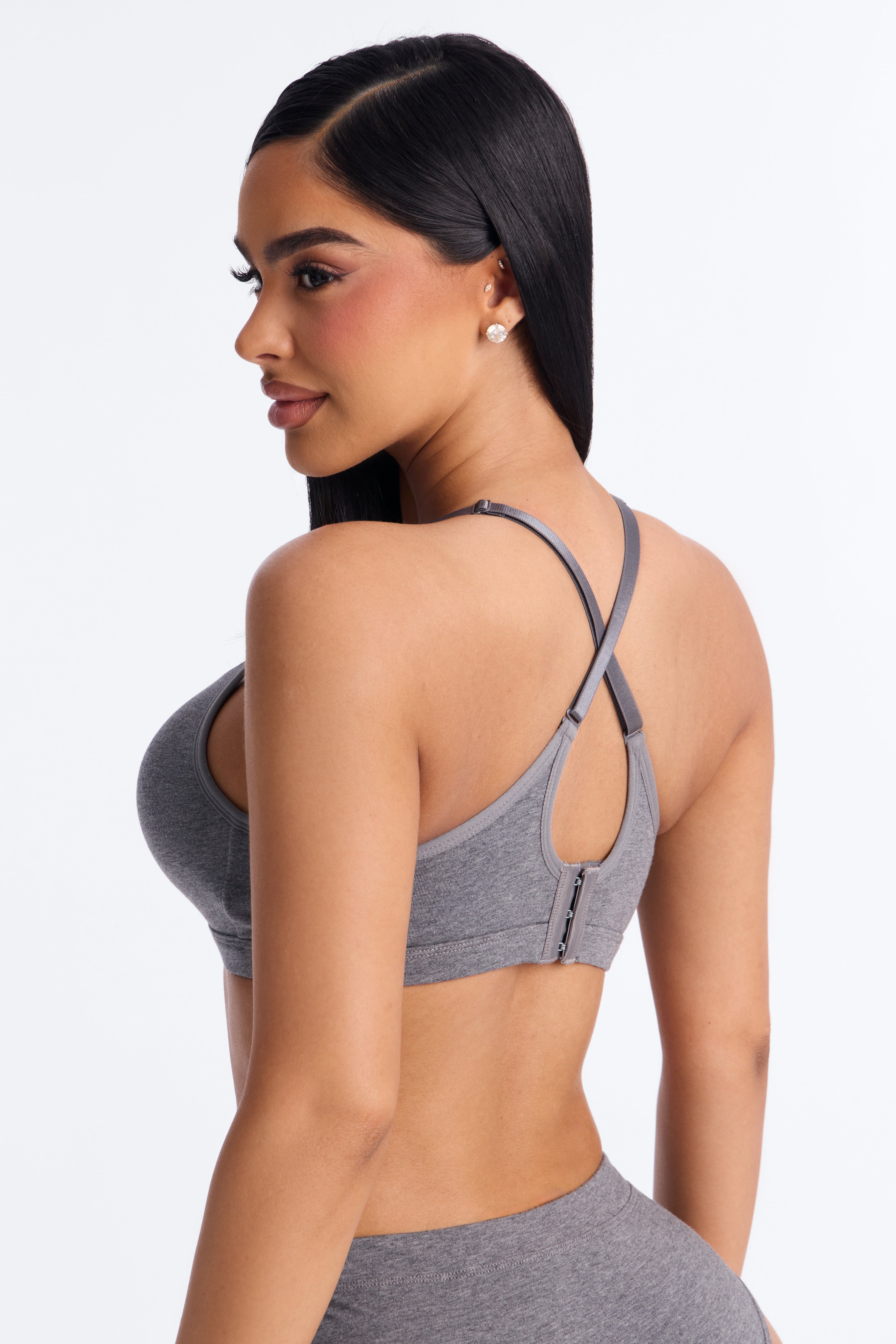 Dress Cotton Lightly Padded Wire-free Comfort Bra - Charcoal image 3