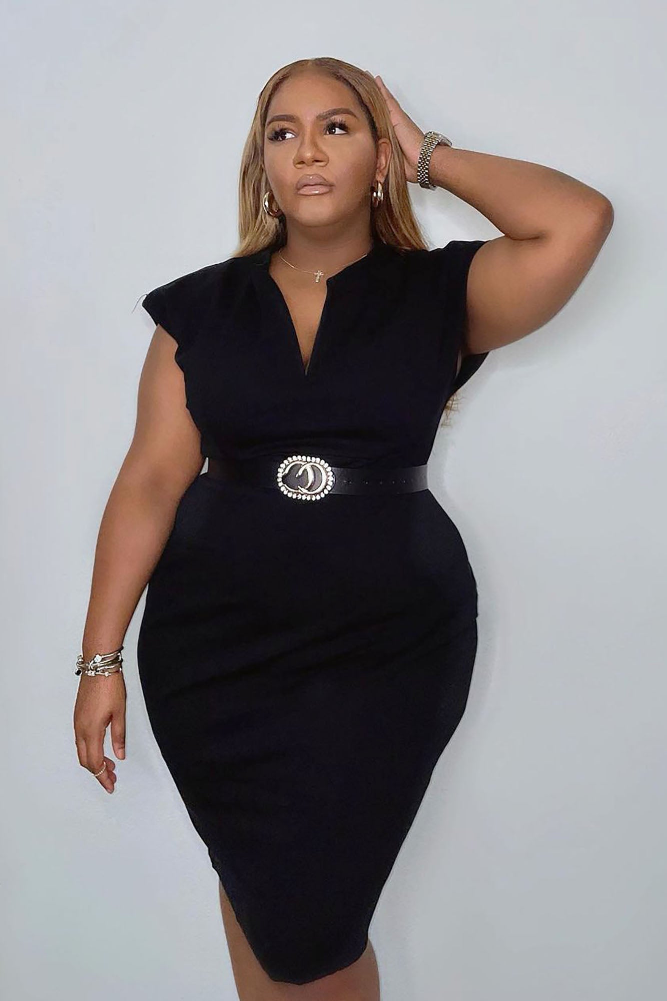 CEO Moves Body Sculpting Midi Dress - Black image 8