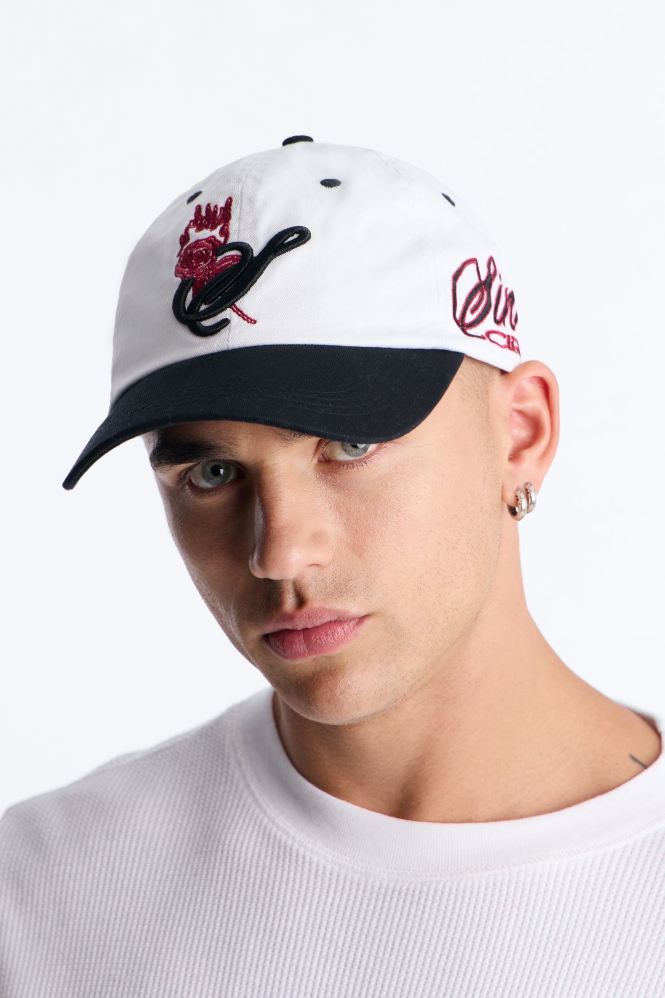 Sinners Circle Embroidered Snapback Hat - White image 1