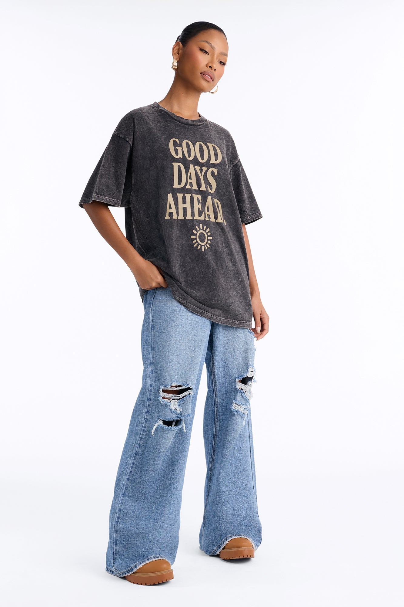 Good Days Ahead Washed T-Shirt - Black Wash image 6