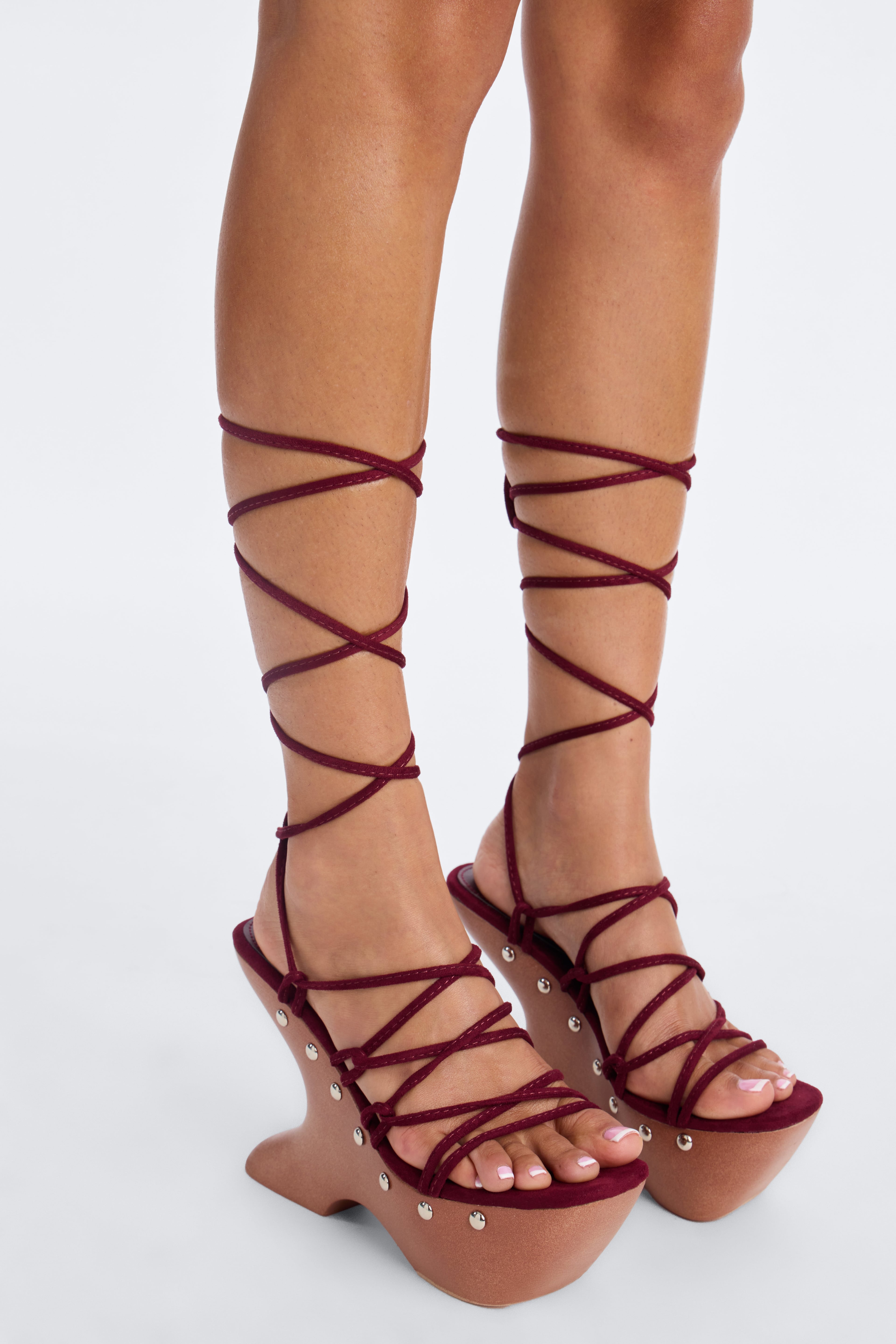 Missed Call Novelty Wrap Up Wedges - Burgundy image 2