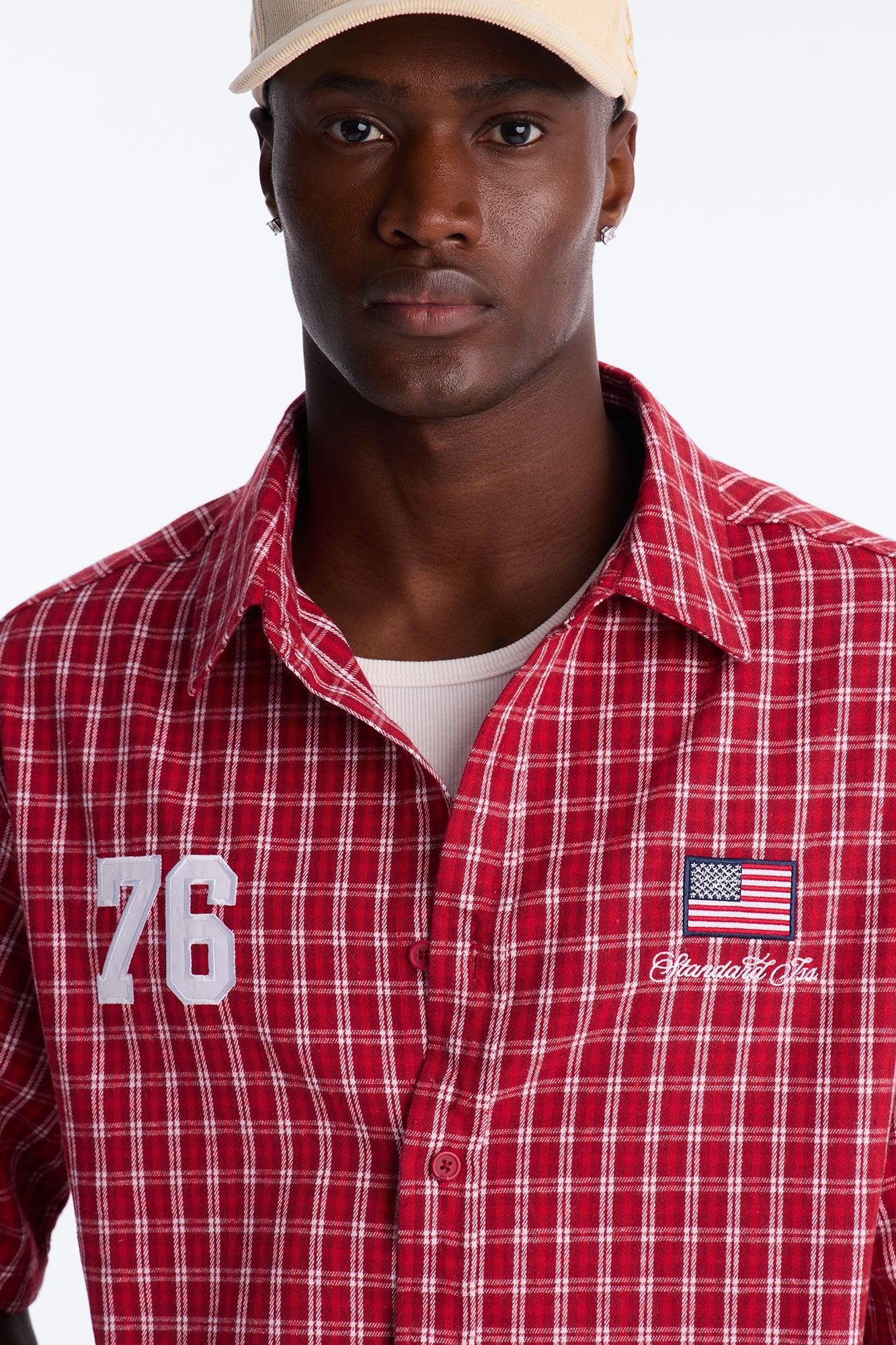 Only In The USA 76' Button Up Shirt - Red image 7