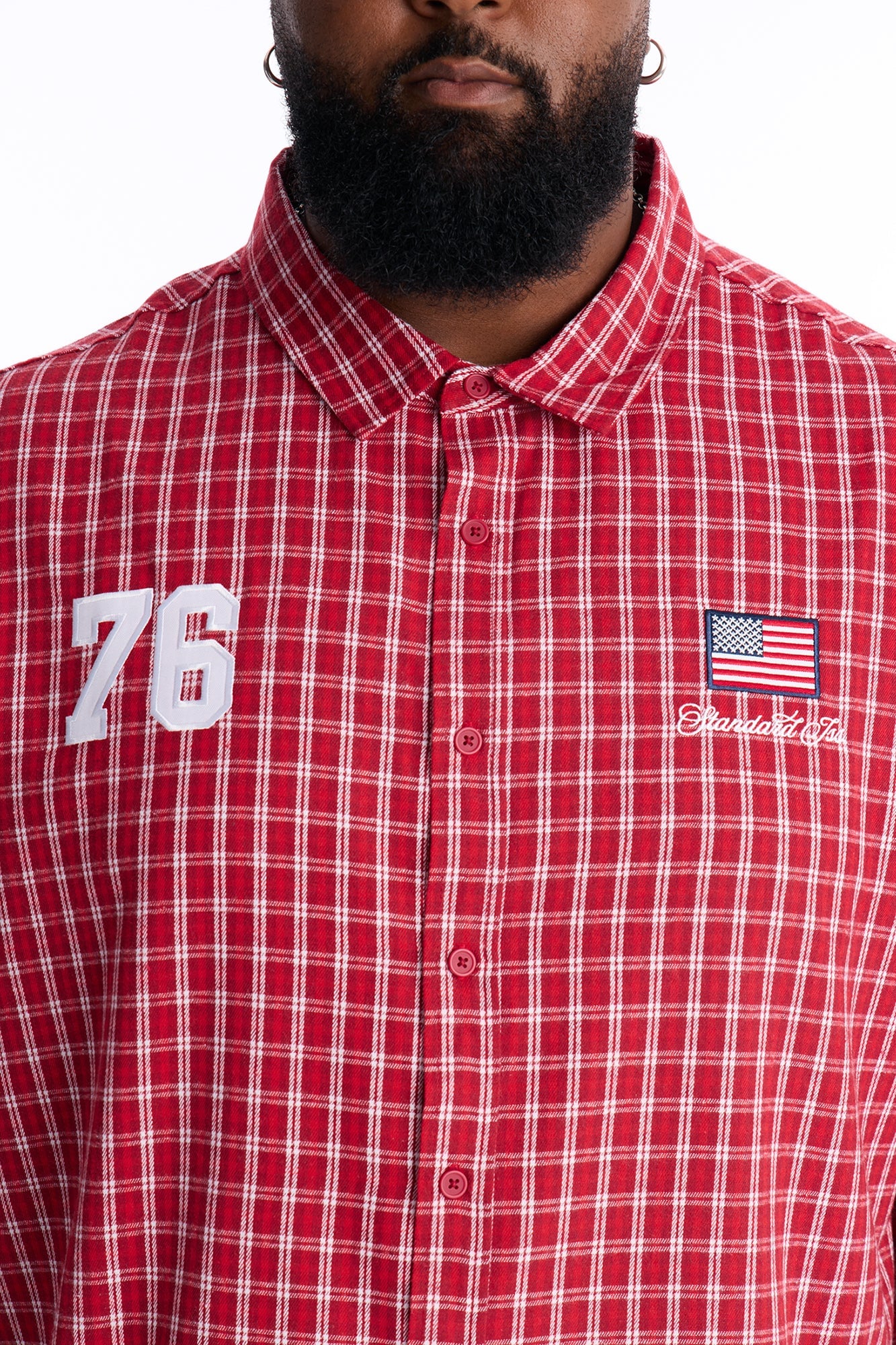 Only In The USA 76' Button Up Shirt - Red image 4