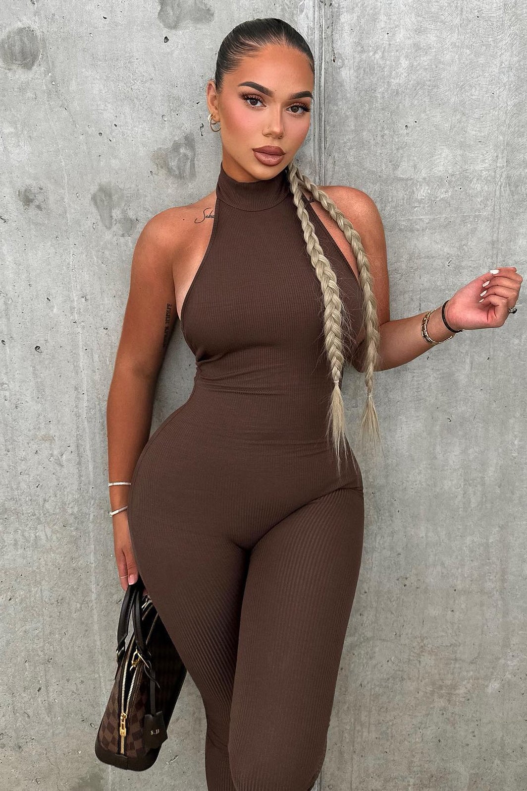 Cassandra Light Snatched Jumpsuit - Brown image 2