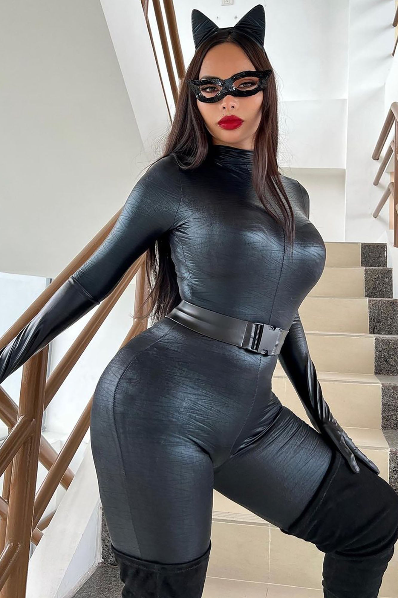 Cat Fight 5 Piece Costume Set - Black image 6