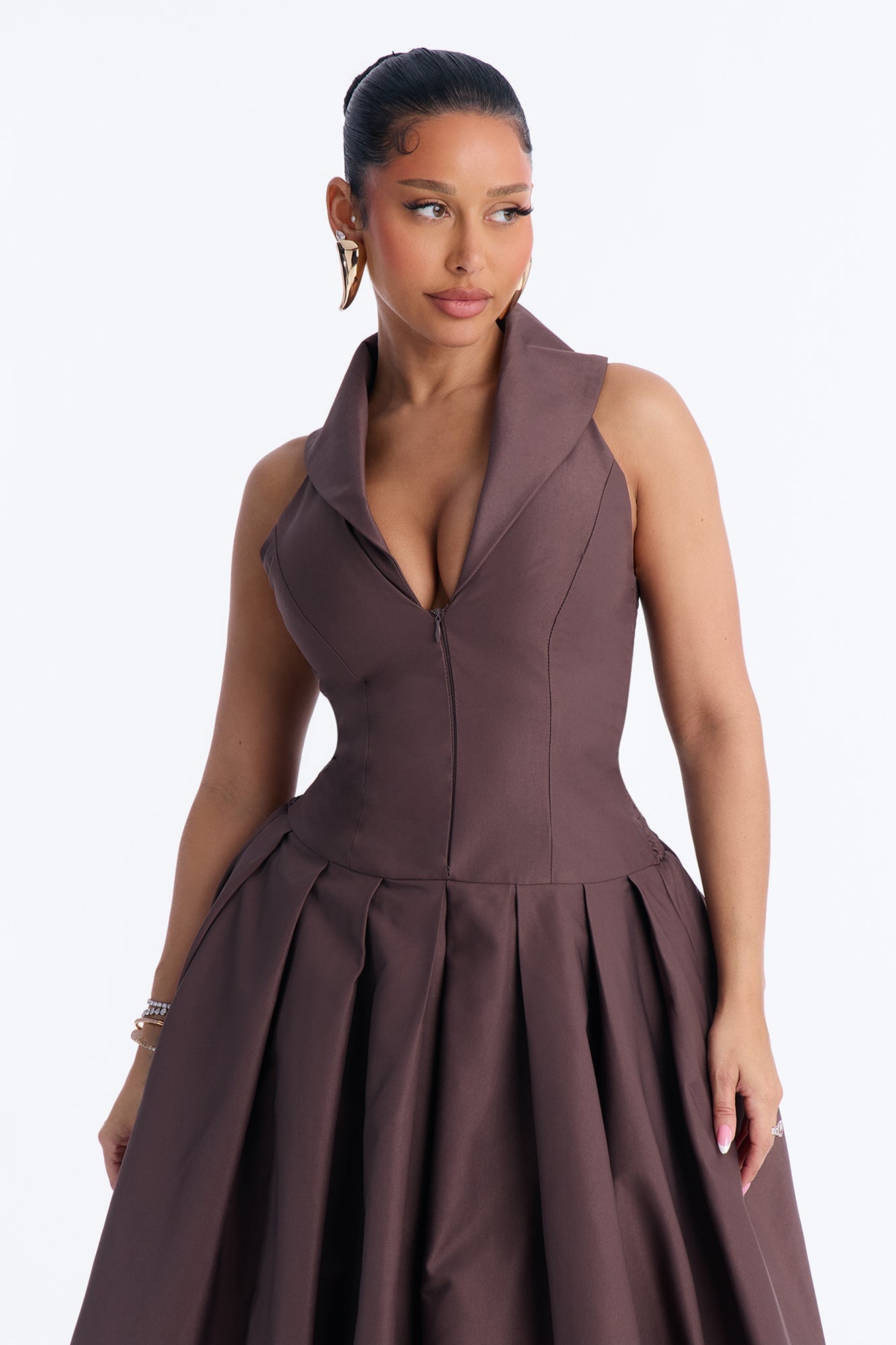 Liliana Bubble Maxi Dress - Brown image 6