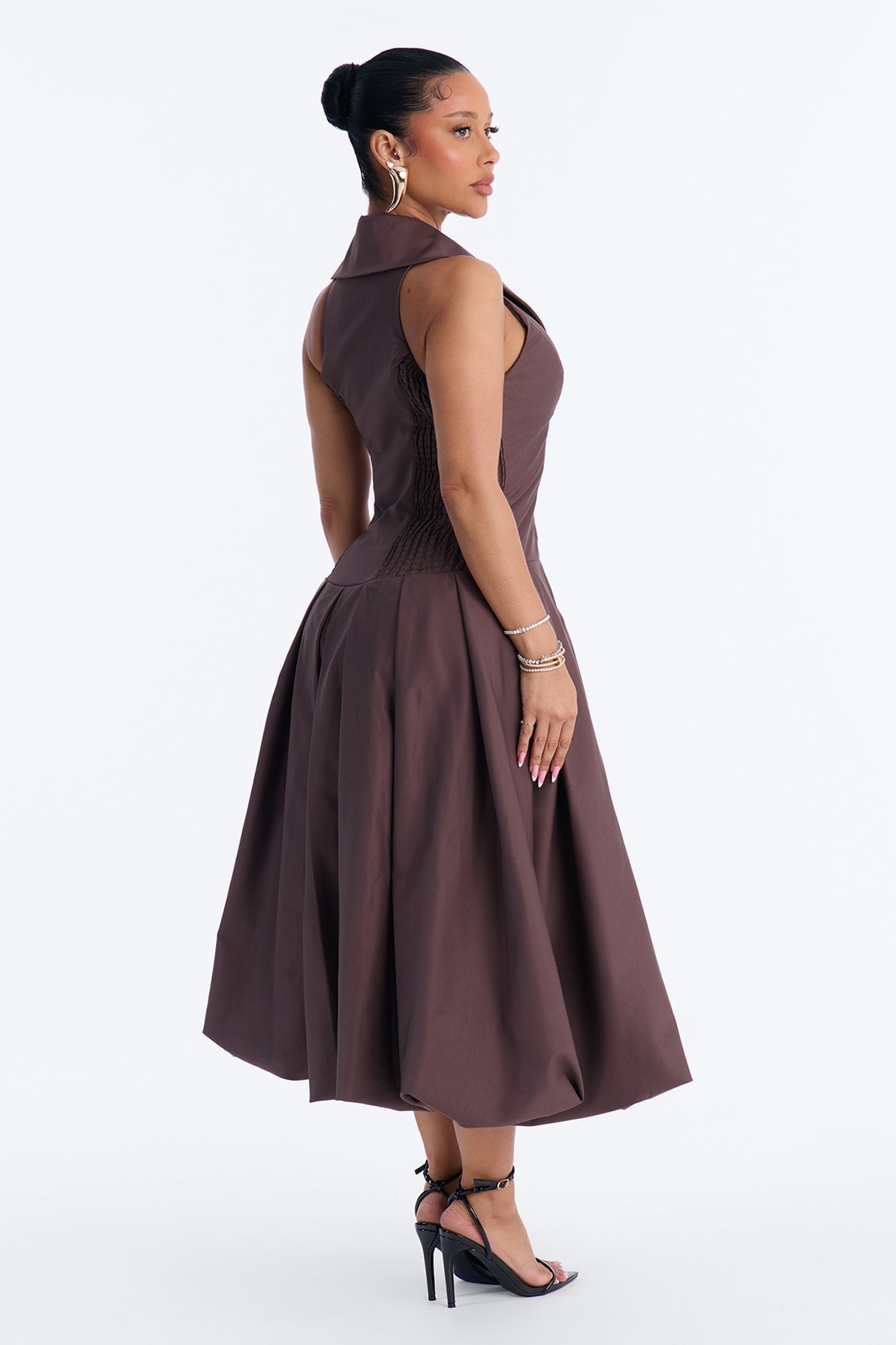 Liliana Bubble Maxi Dress - Brown image 7