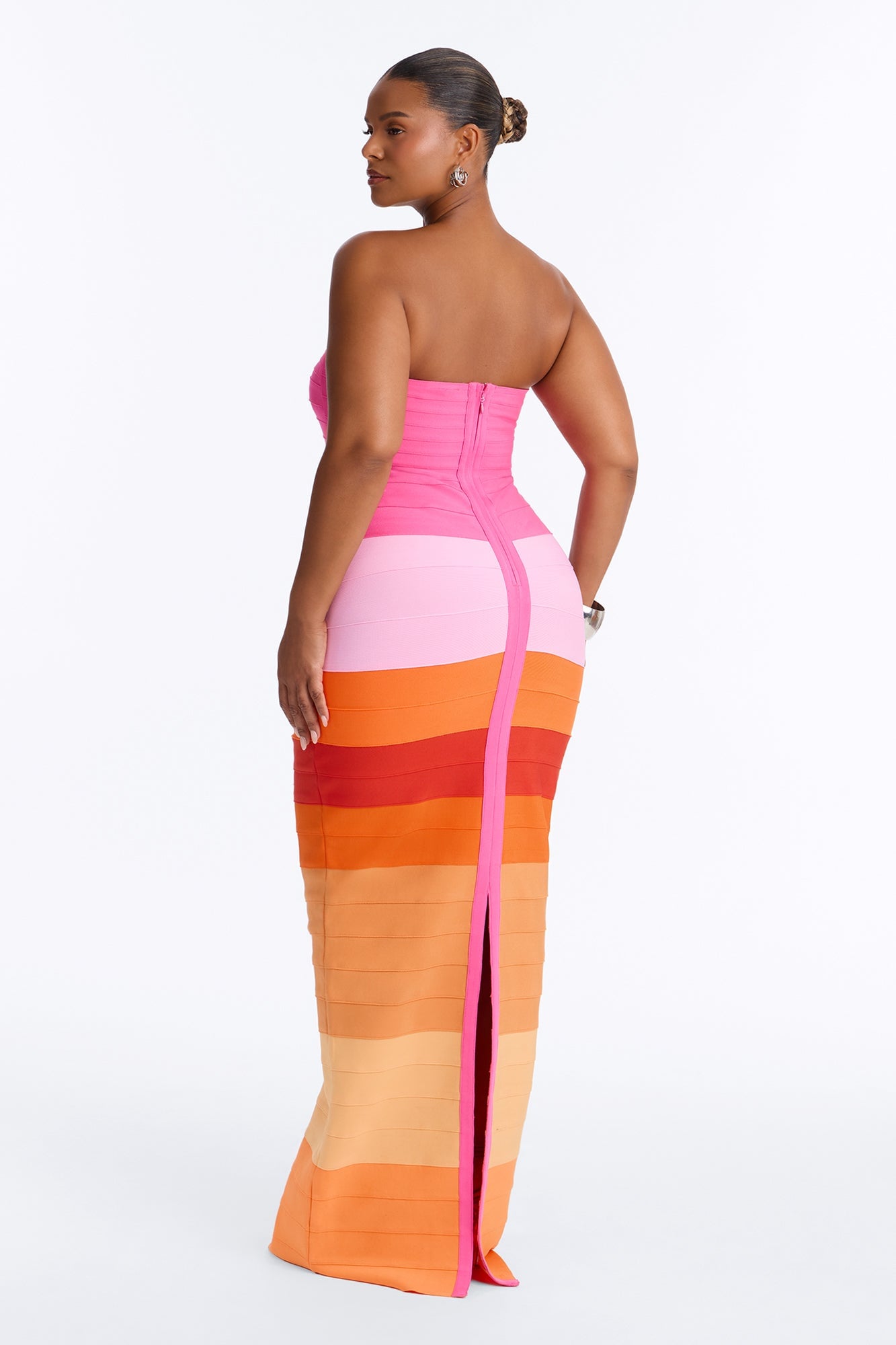 Major Moment Colorblock Bandage Maxi Dress - Pink/combo image 4