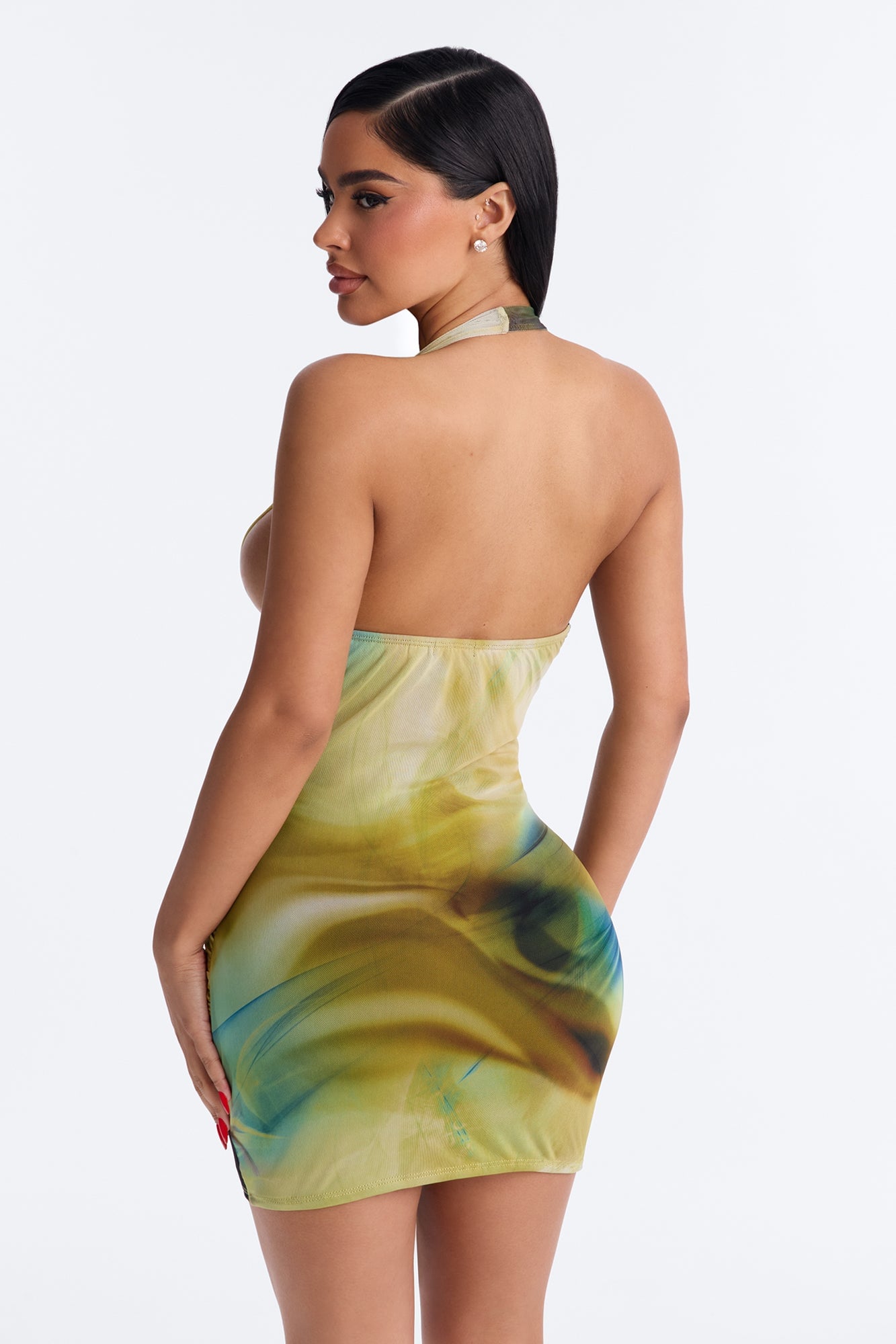 Summer Fling Halter Mesh Mini Dress - Green/combo image 7