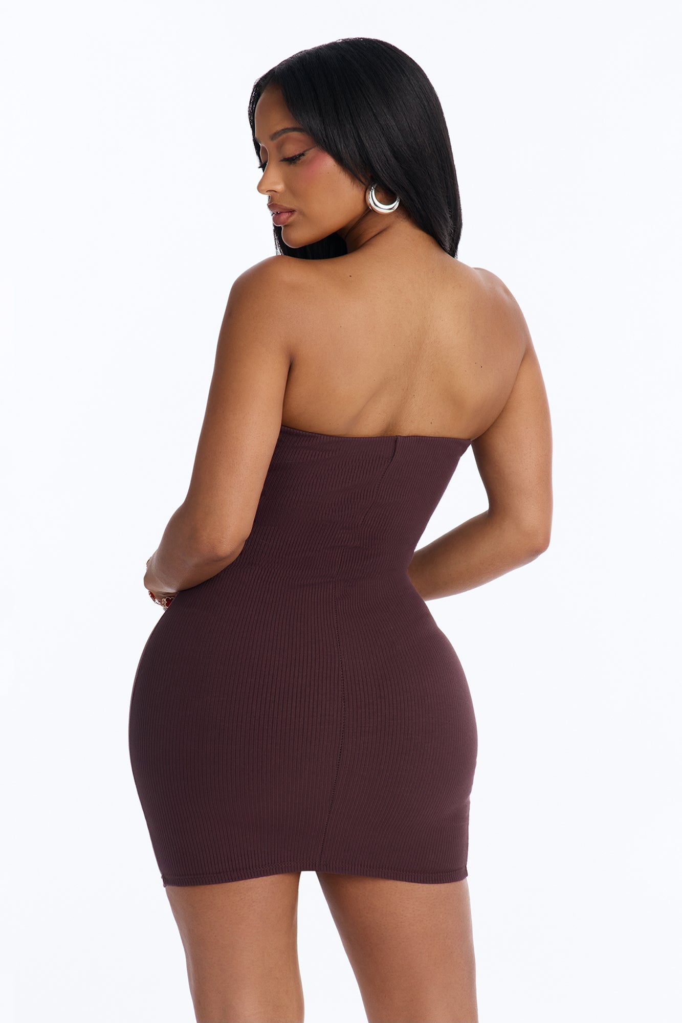 Buenos Aires Snatched Mini Dress - Chocolate image 4
